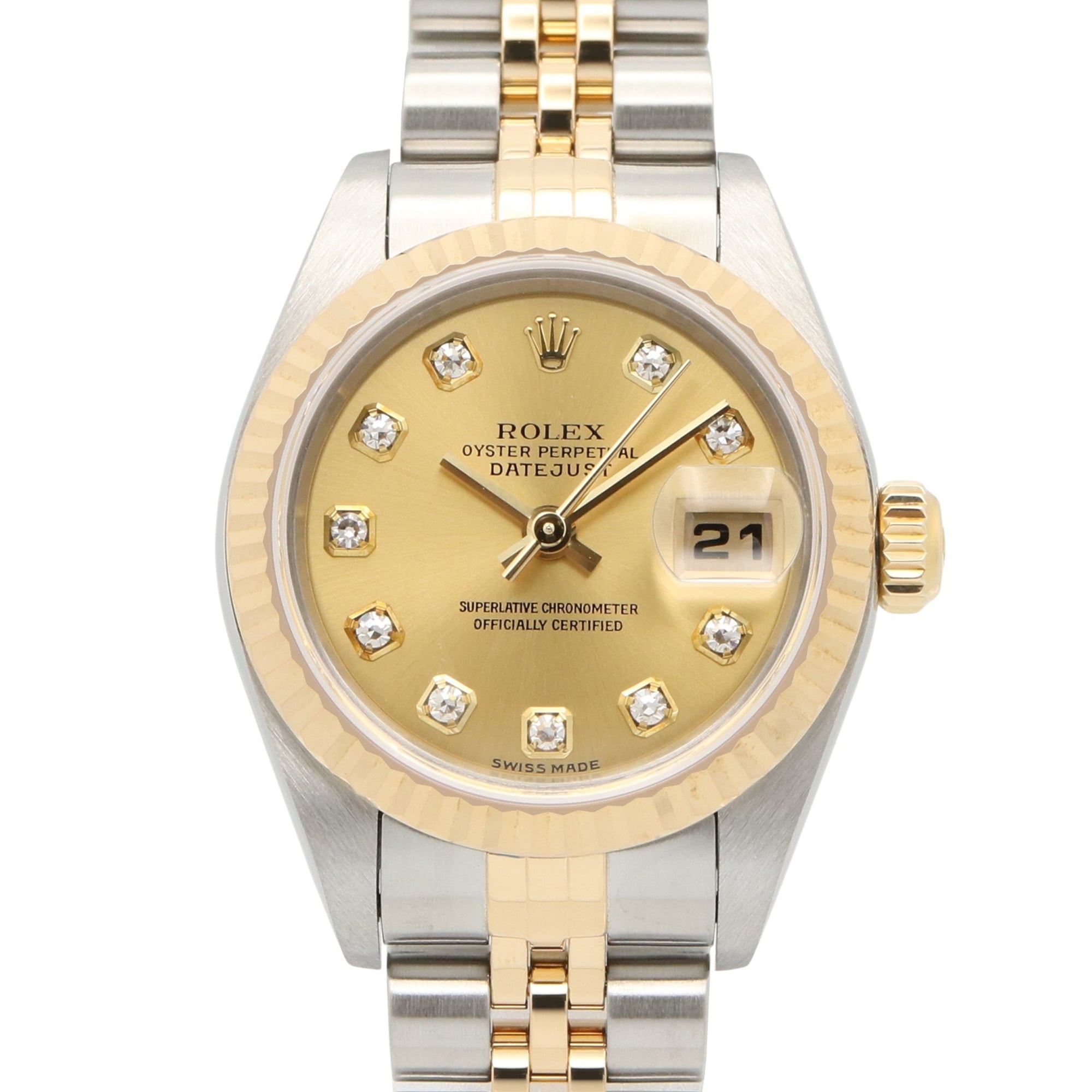 Rolex Datejust 10P Diamond K-serial Watch, 18K (Yellow Gold) Stainless Steel, Diamond, Ladies\', Gold Tone, Champagne, New 79173G
