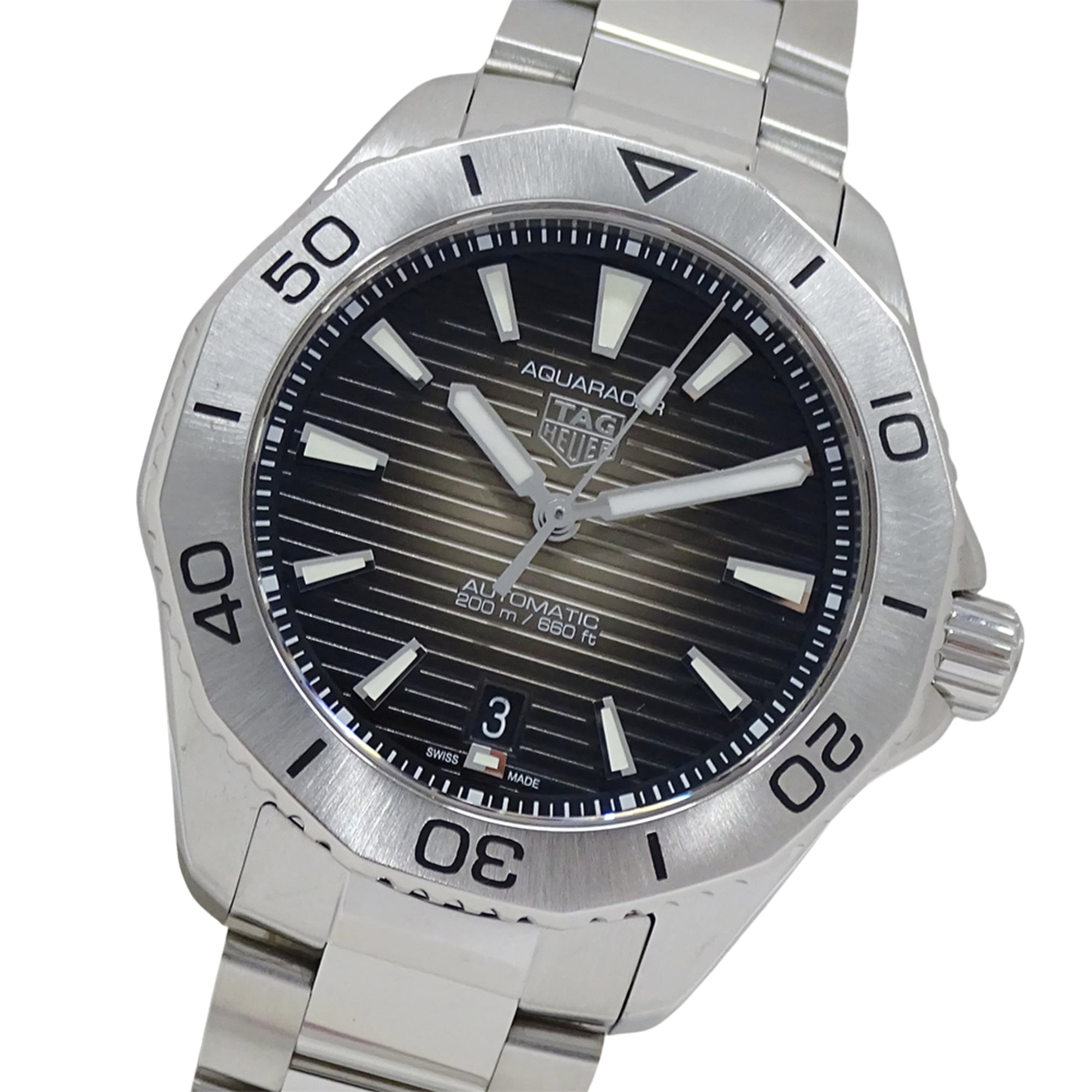 TAG Heuer Aquaracer WBP2110 BA0627 Men\'s Watch, Brand Name, Date, Automatic Movement, Stainless Steel (SS), Silver & Black