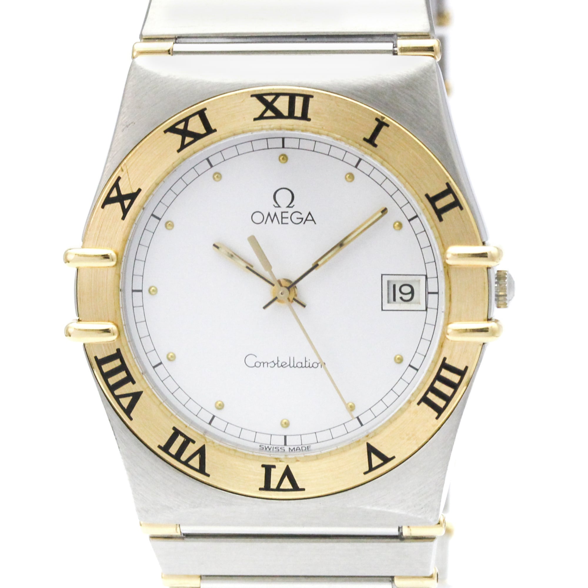 OMEGA Constellation 18K Gold Steel Quartz Mens Watch 396.1070 Polished