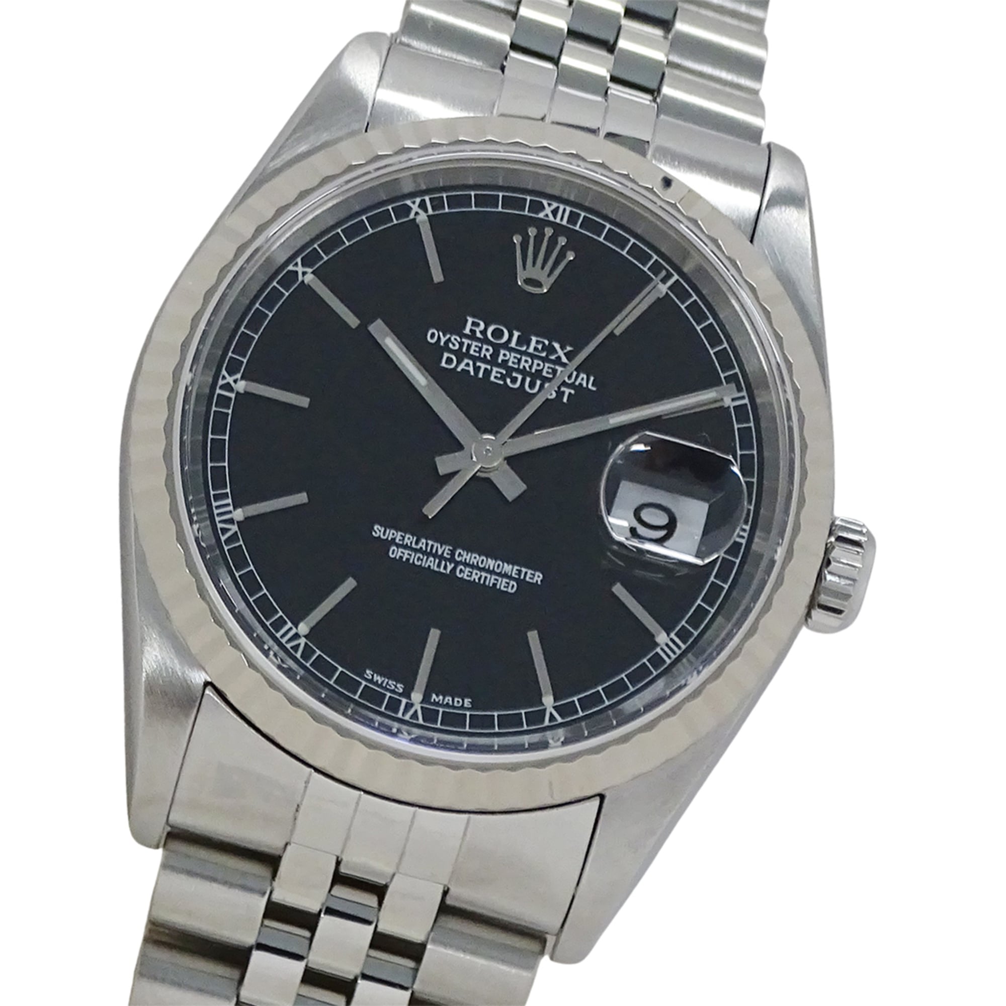 Rolex Datejust 16234 Y-serial Men\'s Watch, Brand Name, Automatic Movement, Stainless Steel (SS), White Gold (WG), Silver, Black