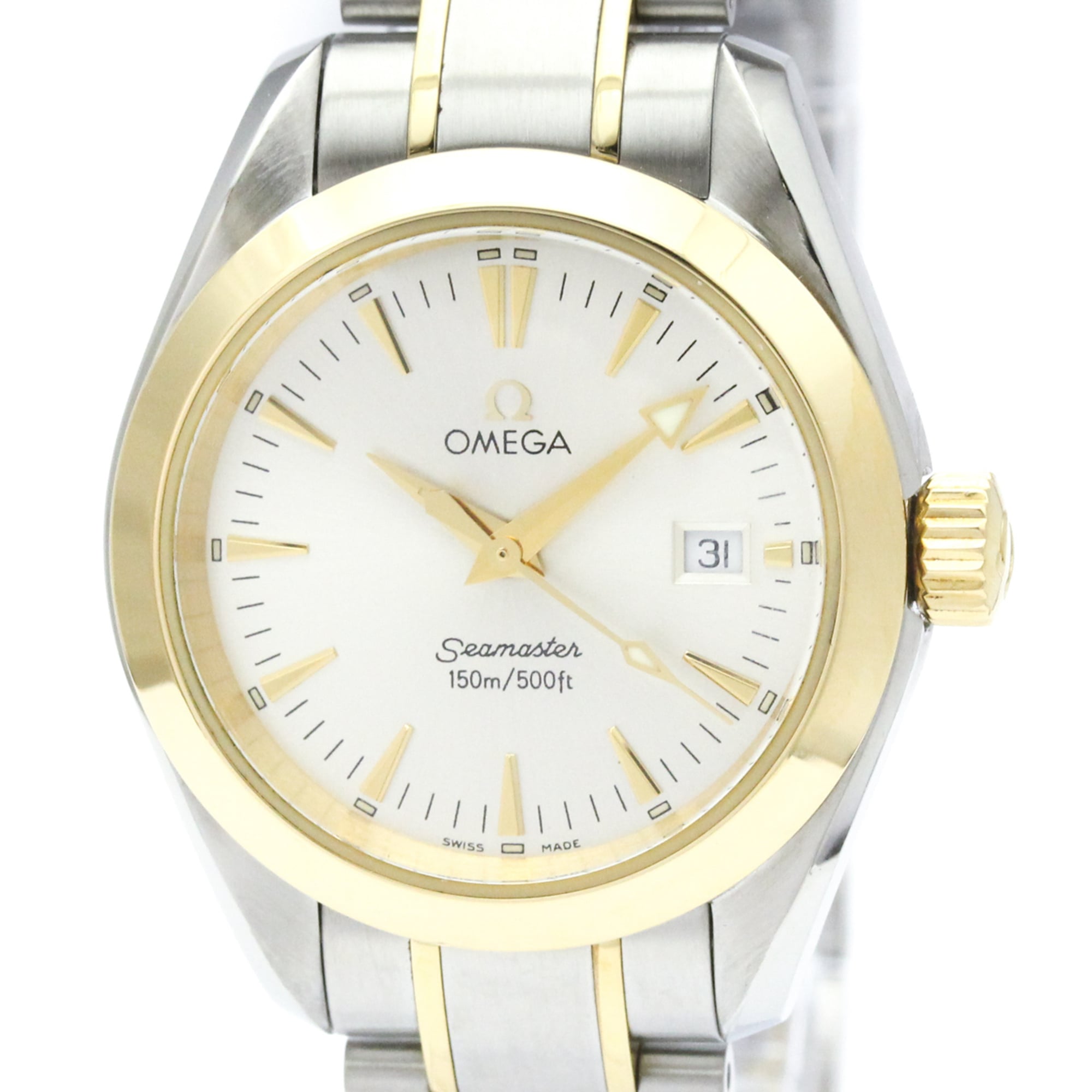 OMEGA Seamaster Aqua Terra 18K Gold Steel Ladies Watch 2377.30 Polished