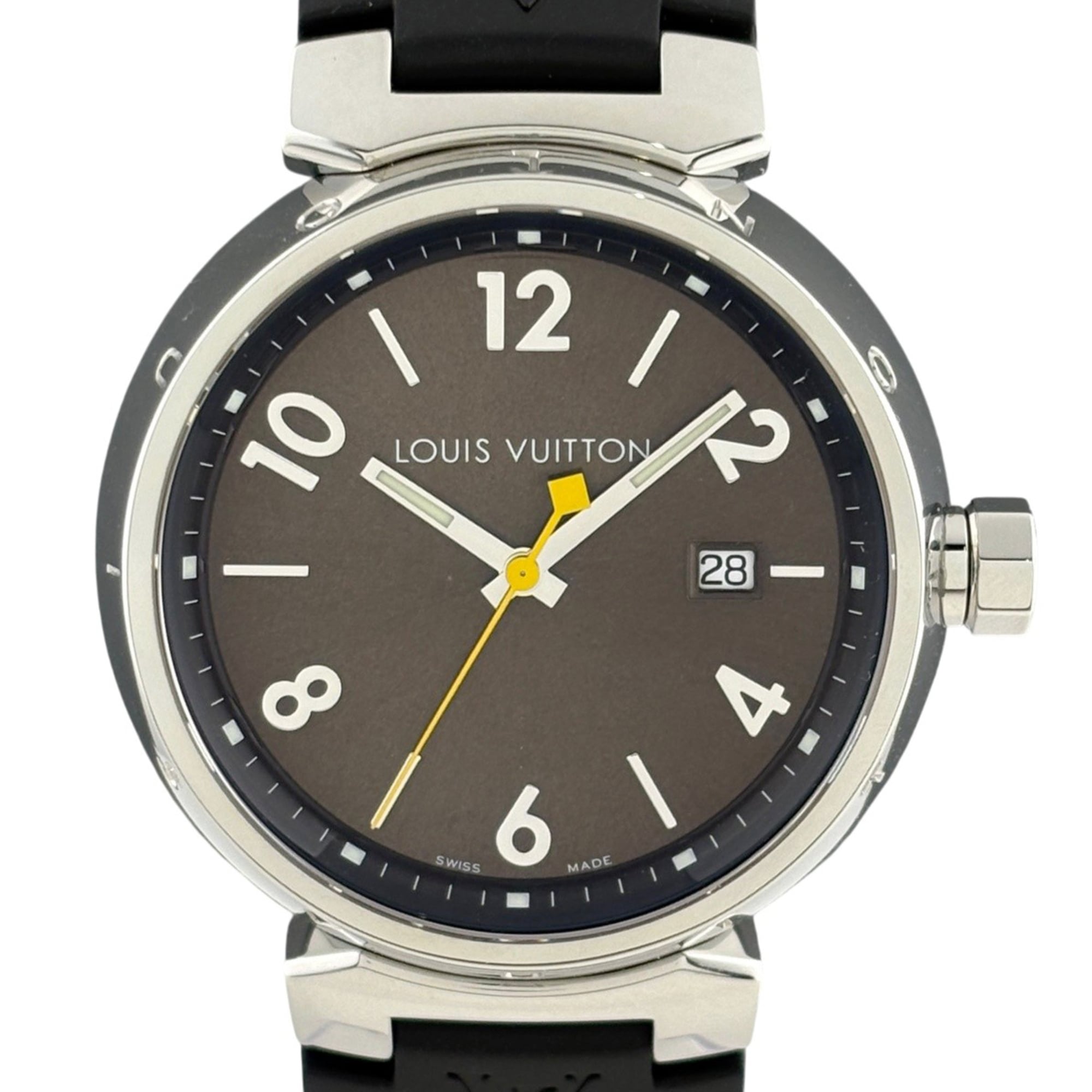 Louis Vuitton Tambour Q1111 Watch, Stainless Steel, Rubber Strap, Quartz, Brown, Men\'s