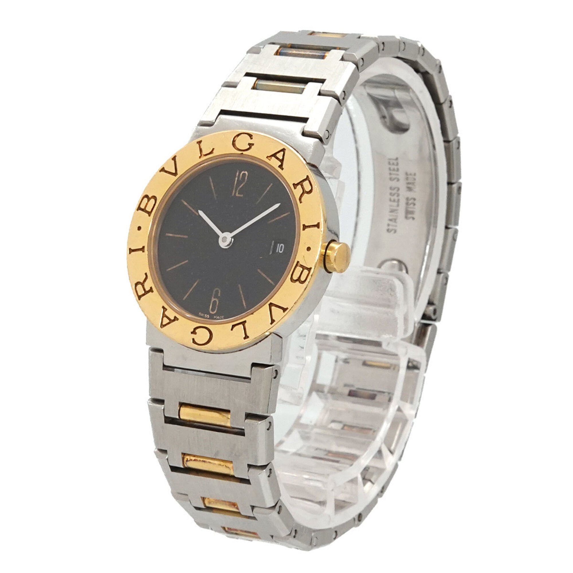 BVLGARI BB26SGD Women\'s Watch Date Black YG Yellow Gold Quartz