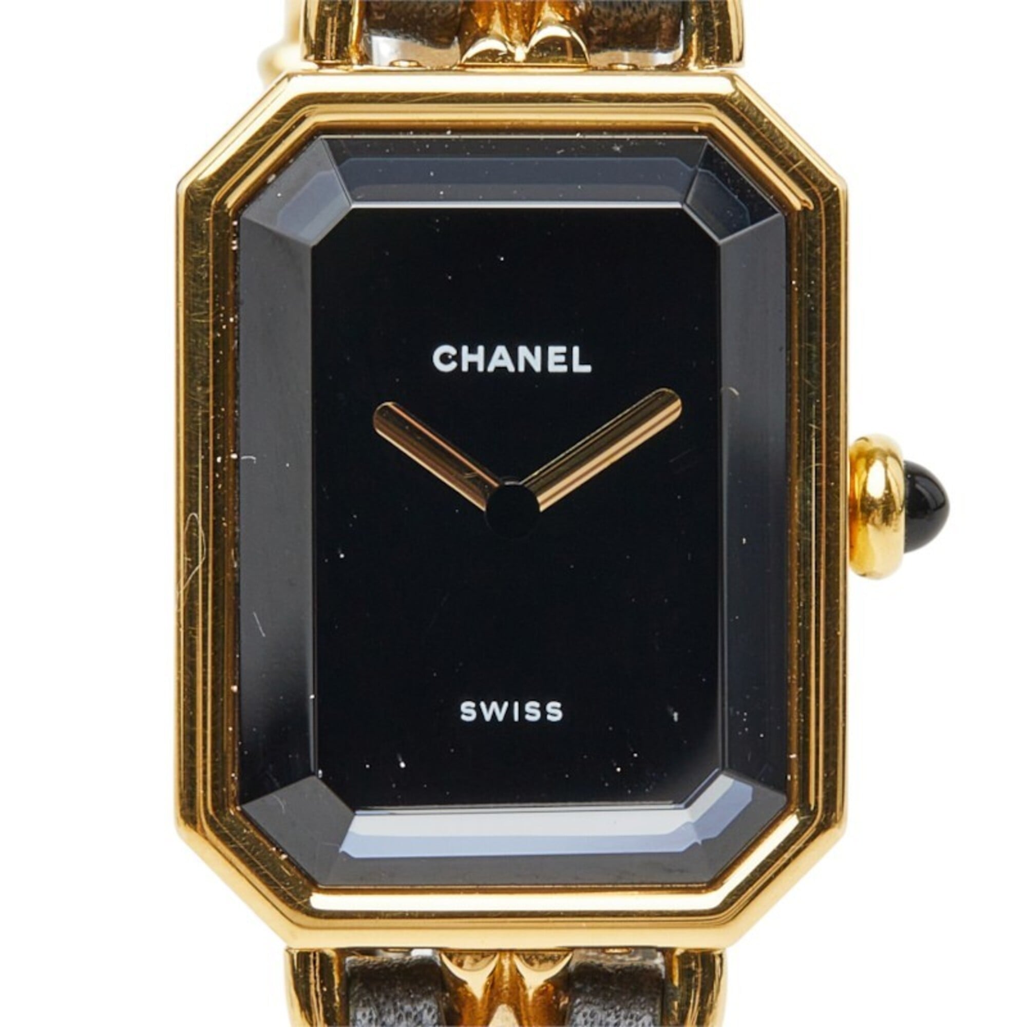 Chanel Première M Watch H0001 Quartz Black Dial Plated Leather Women\'s CHANEL