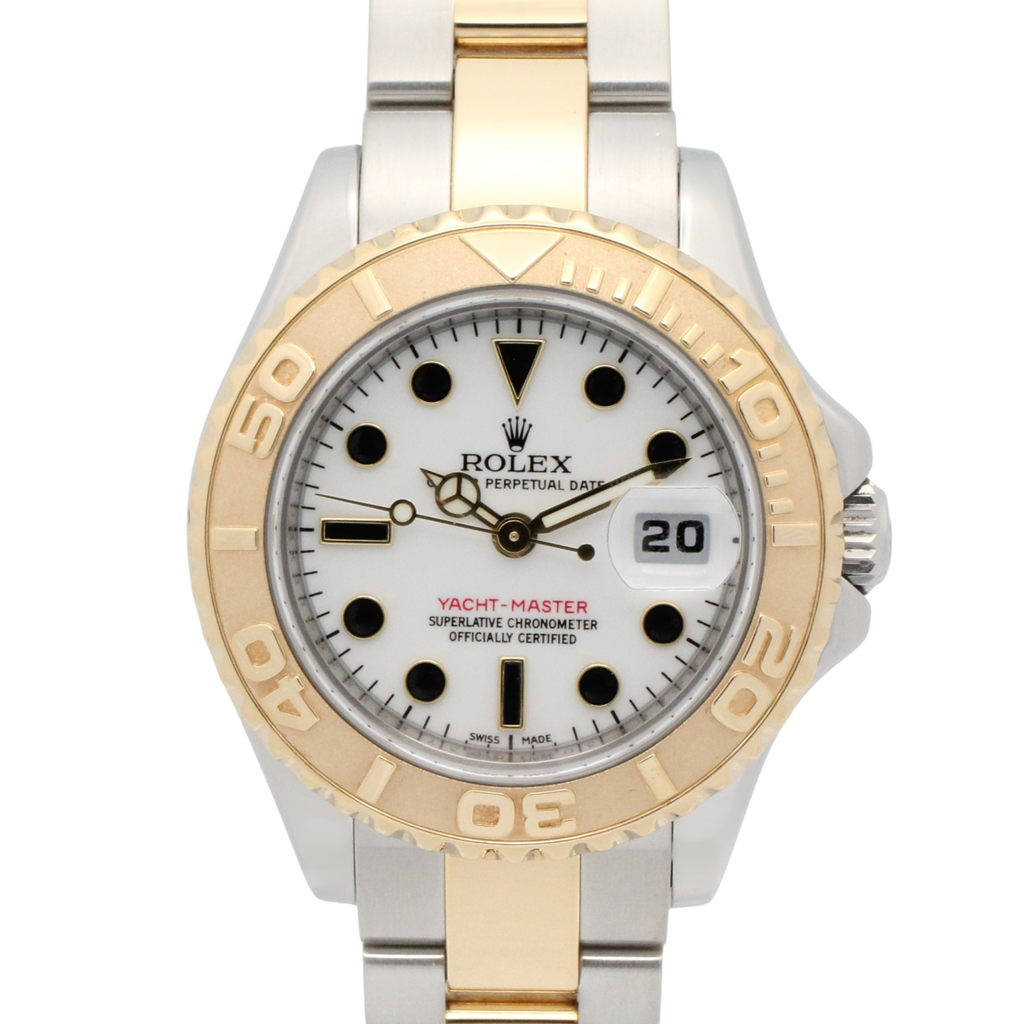 Rolex Yachtmaster 29 Random Serial Number Watch, 18K (Yellow Gold) Stainless Steel, Ladies\', White Tone, 169623