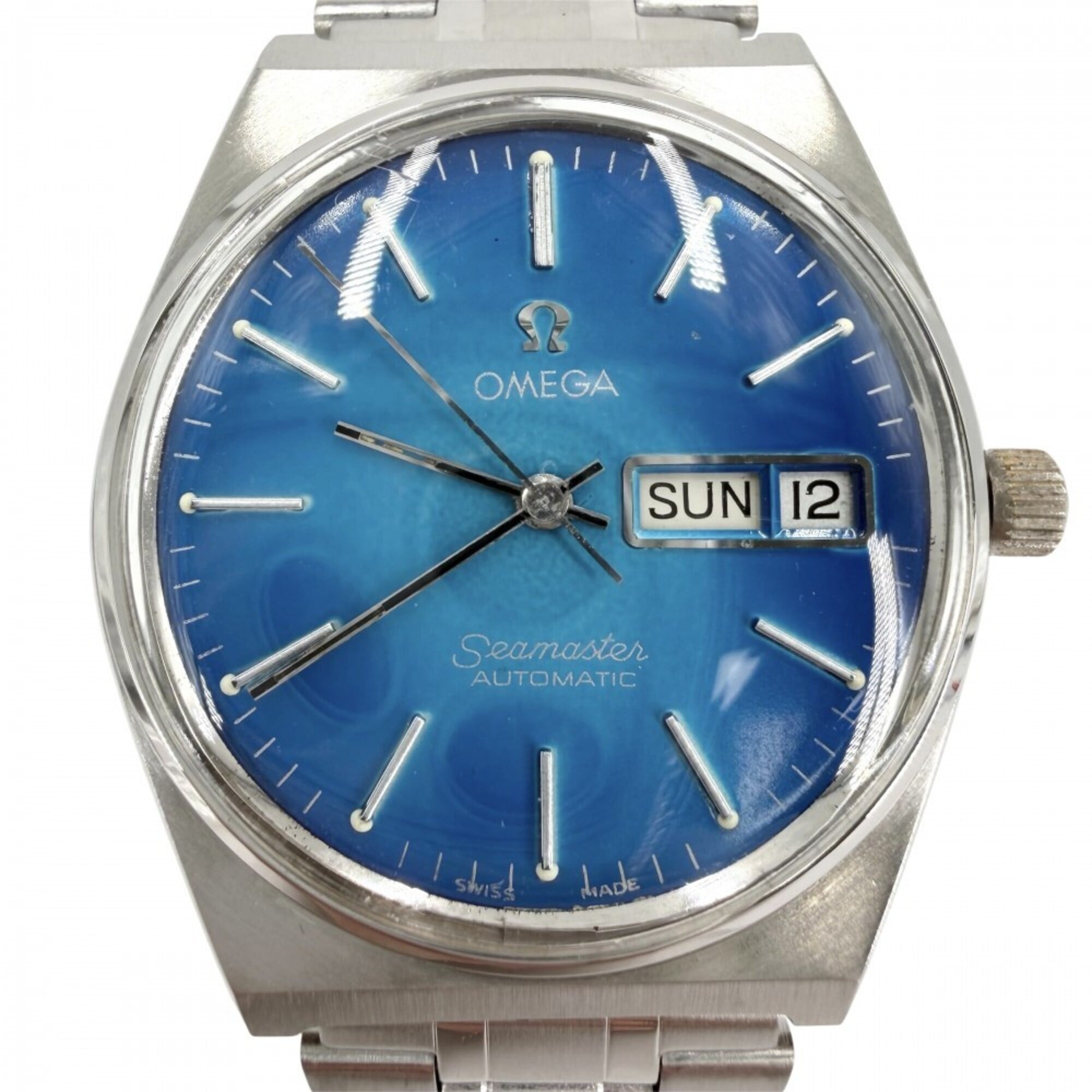 Omega Seamaster Cal. 1022 Day-Date Automatic Watch for Men, Blue Dial, OMEGA 166.021, Movement, Stainless Steel, Silver/Blue