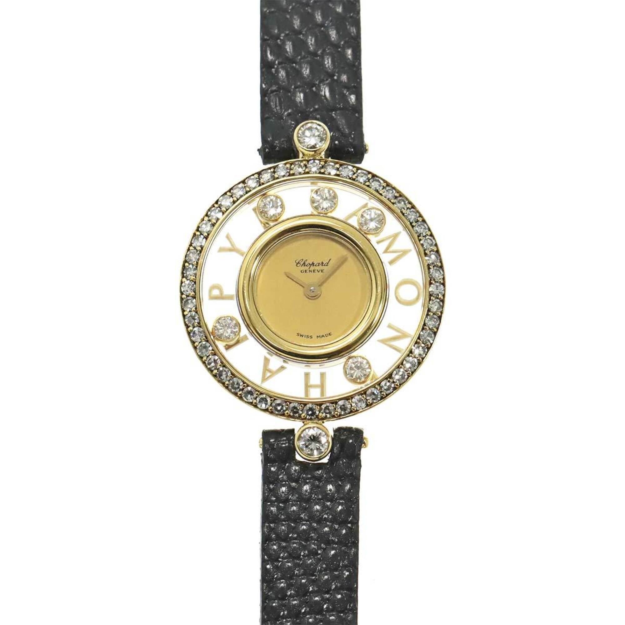 Chopard Happy Diamonds 20 3926-12 Ladies\' Watch, Diamond Bezel, Lugs, 5 Diamonds, Moving 18K Yellow Gold, Quartz.