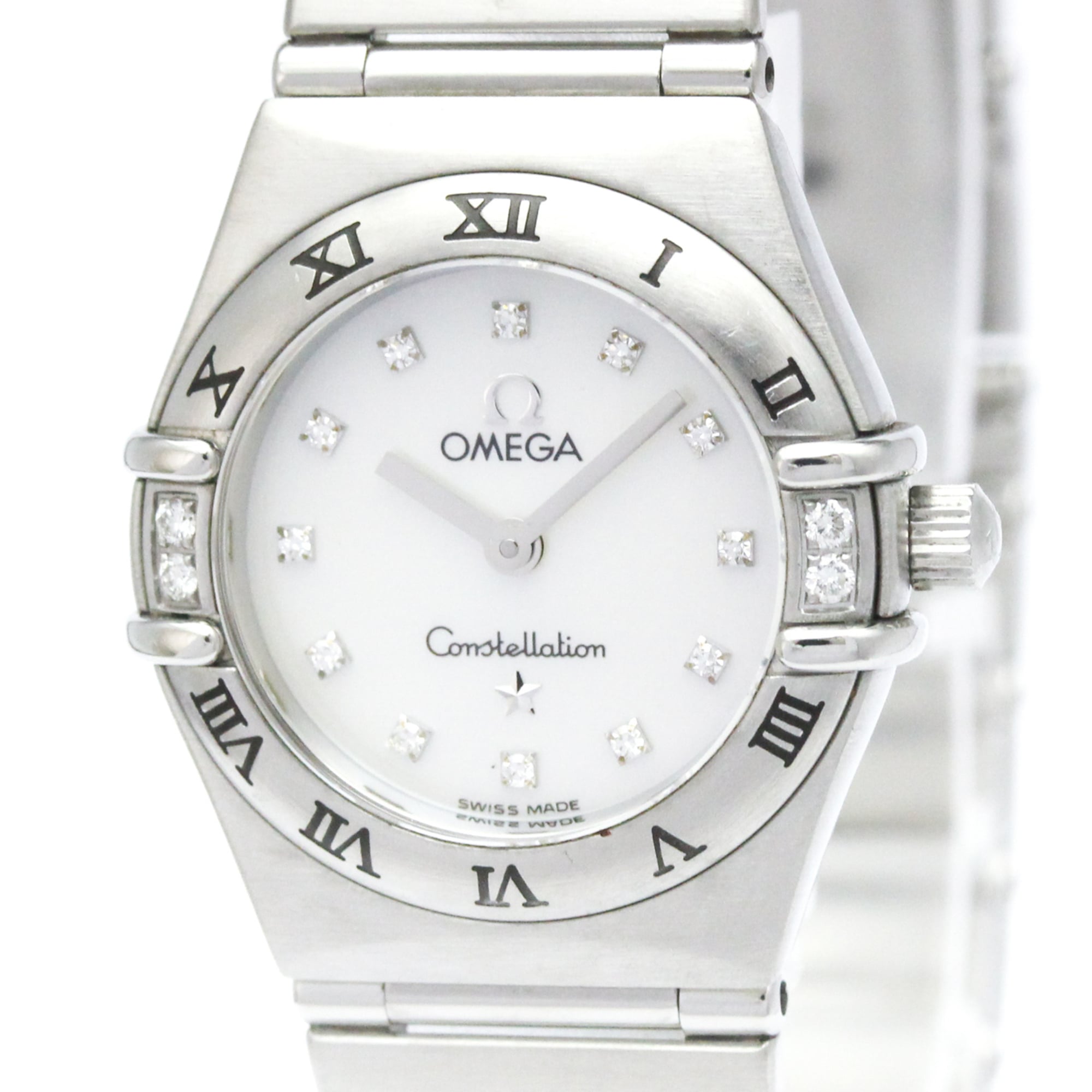 OMEGA Constellation Diamond MOP Dial Steel Quartz Ladies Watch 1566.76 Polished