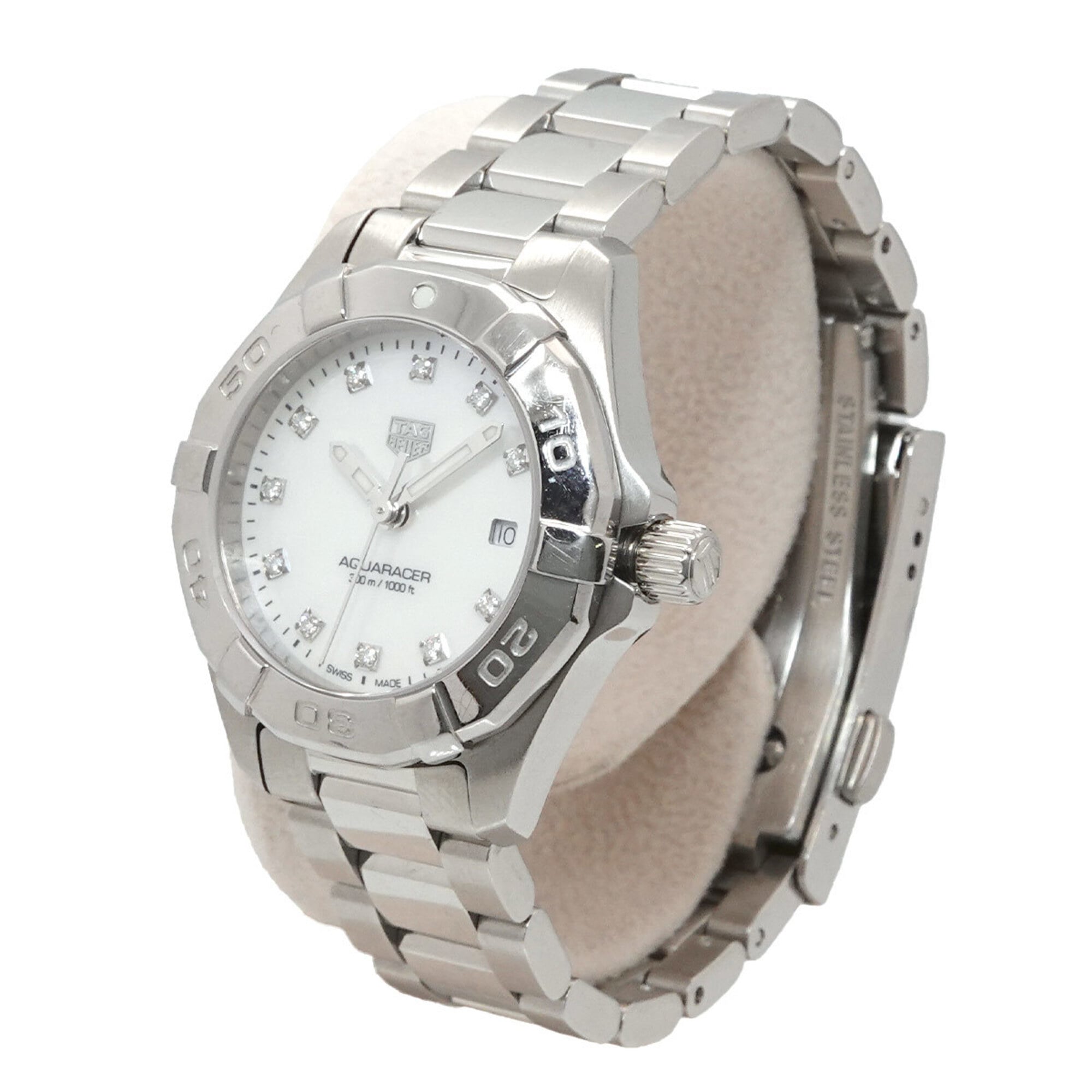 TAG Heuer Aquaracer 300m WBD1414 11P Diamond Ladies Watch Date White Mother-of-Pearl Quartz