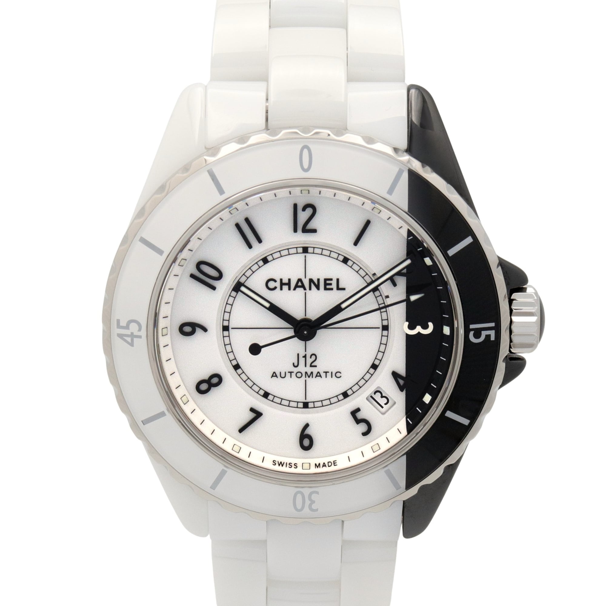 Chanel J12 Paradox Caliber 12.1 Watch, Ceramic, Men\'s, White/Black, H6515