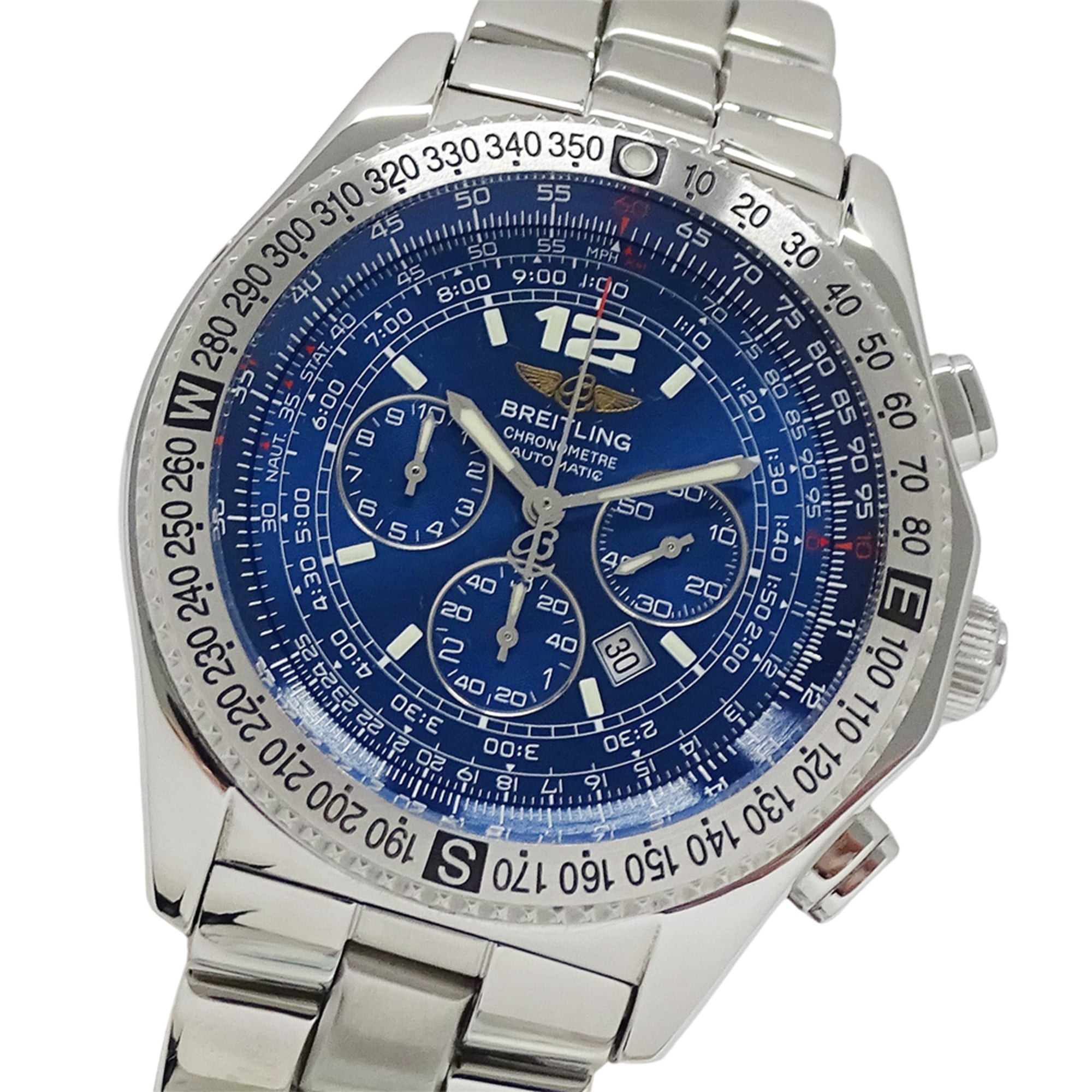 Breitling B-2 2362 Men\'s Watch, Brand, Chronograph, Automatic, Stainless Steel (SS), Silver, Blue, Overhauled