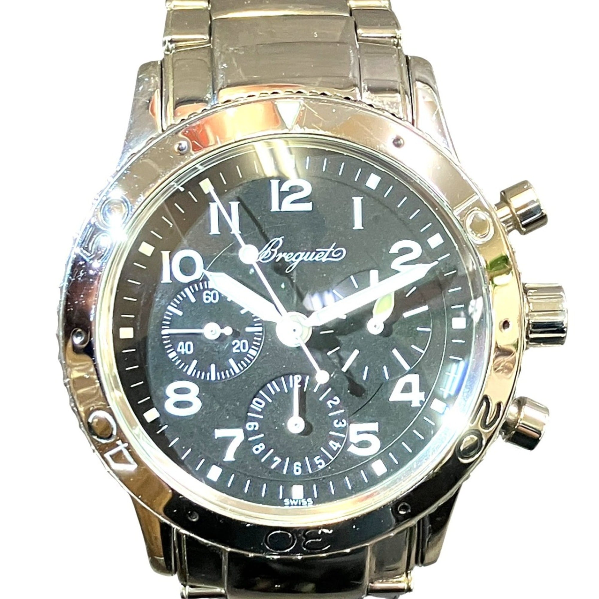 Breguet Aeronavale watch, total weight 153.4g, stainless steel, automatic movement, black dial, 3800