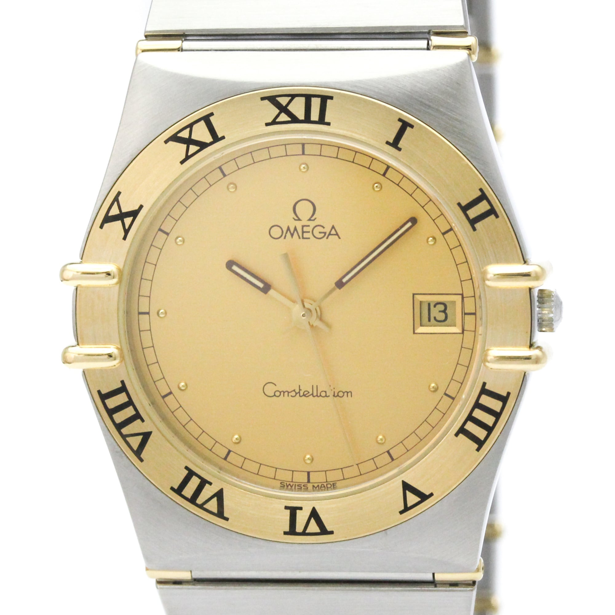 OMEGA Constellation 18K Gold Steel Quartz Mens Watch 396.1070 Polished