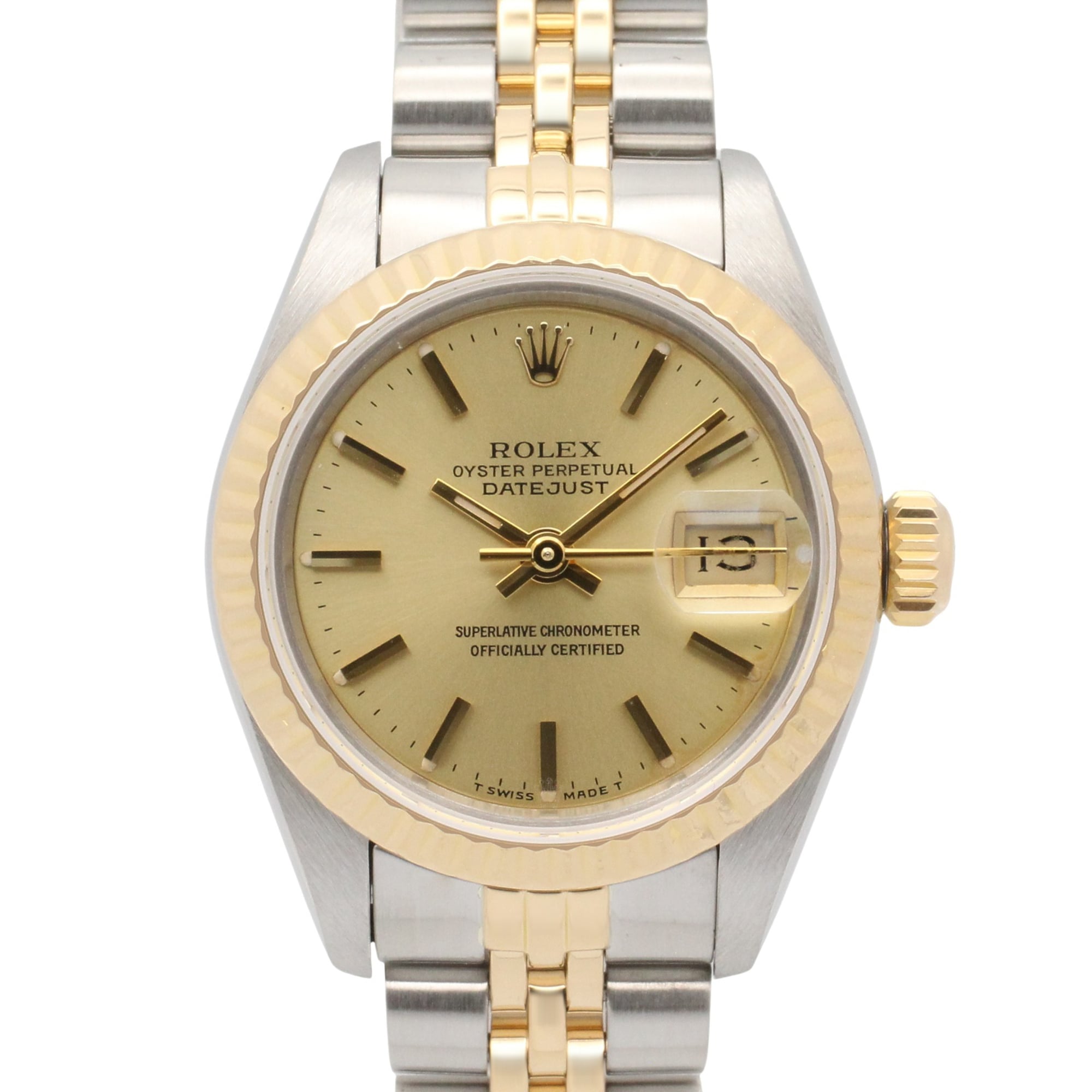 Rolex Datejust 91 Series Wristwatch, 18K (Yellow Gold) Stainless Steel, Ladies\', Gold Tone, Champagne Bar, 69173