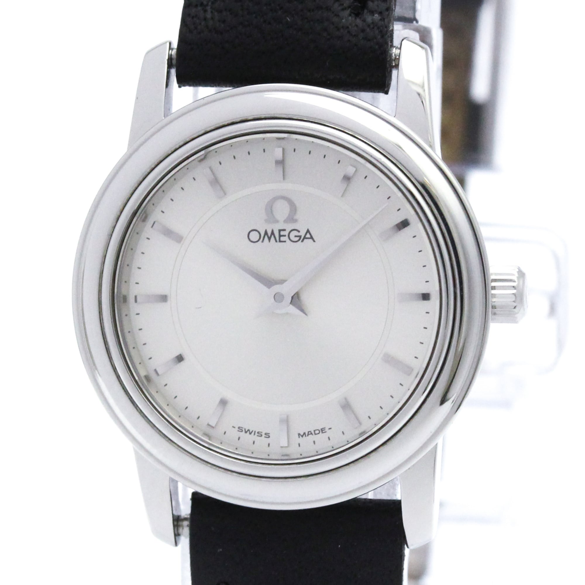 OMEGA De Ville Prestige Steel Leather Quartz Ladies Watch 4870.31.01 Polished