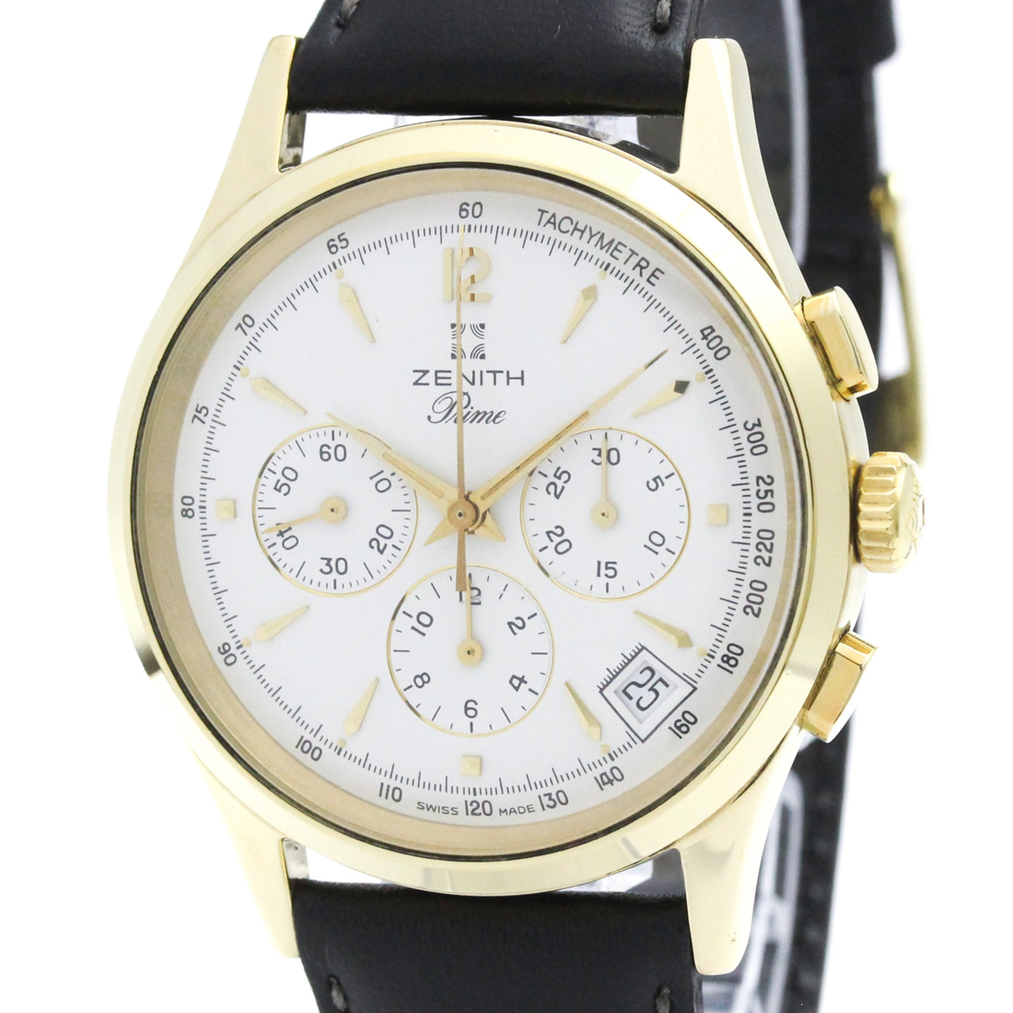 ZENITH Prime Chronograph Gold Plated Hand-Winding Mens Watch 20-0010.420 Polished