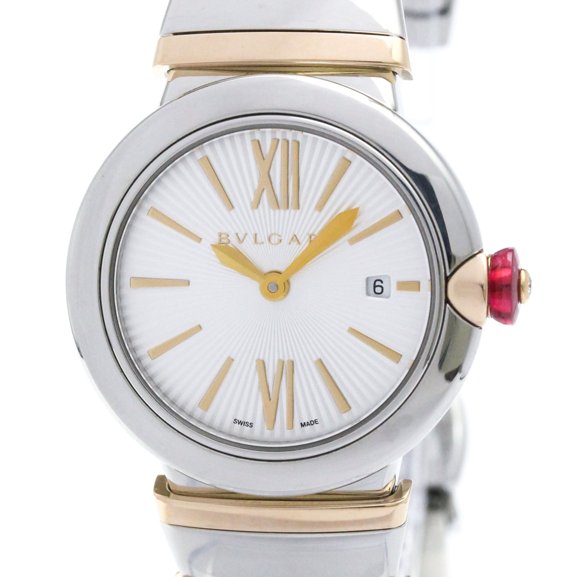 BVLGARI Lvcea 18K Pink Gold Steel Quartz Ladies Watch LUP28SG Polished