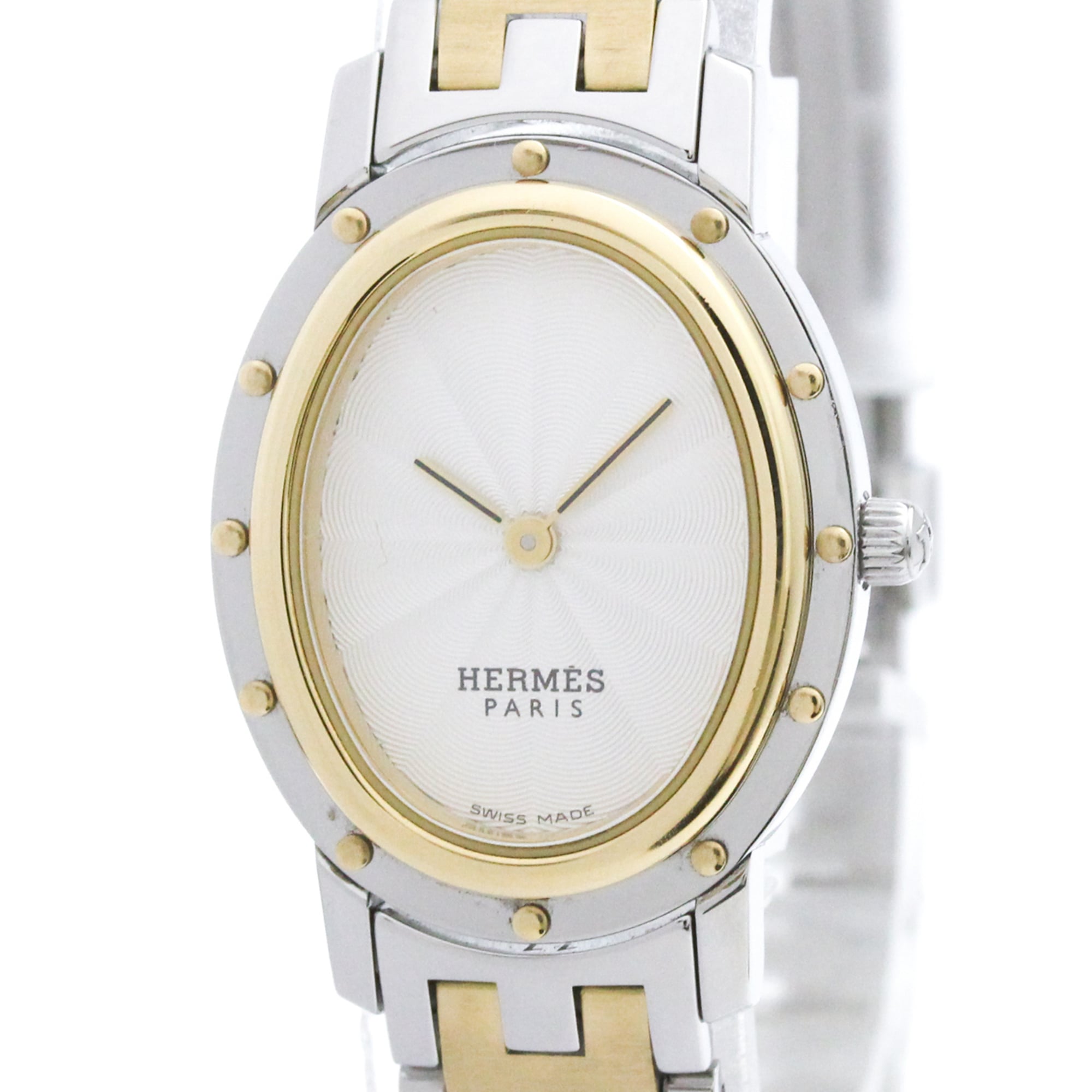 HERMES Clipper Oval Gold Plated Steel Ladies Watch CO1.220 Polished