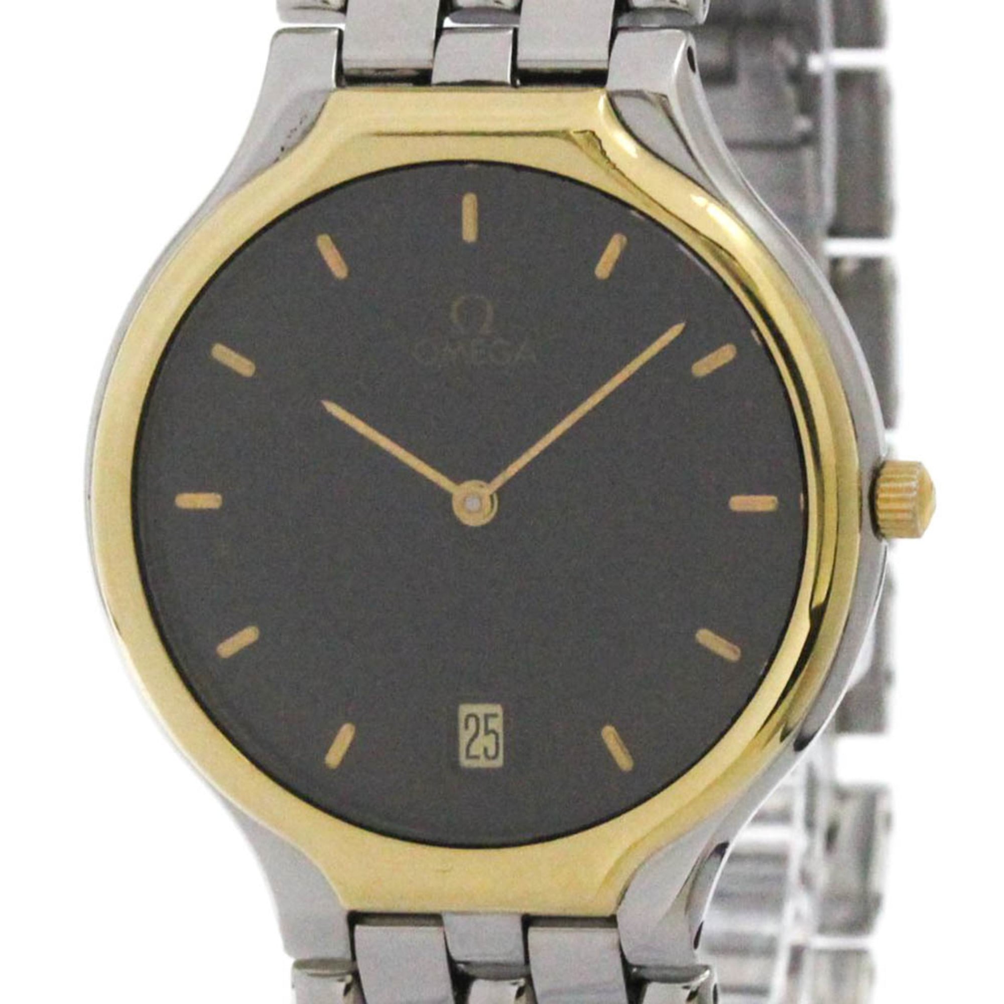 OMEGA De Ville Symbol K18 Gold Steel Quartz Mens Watch 196.0316 Polished