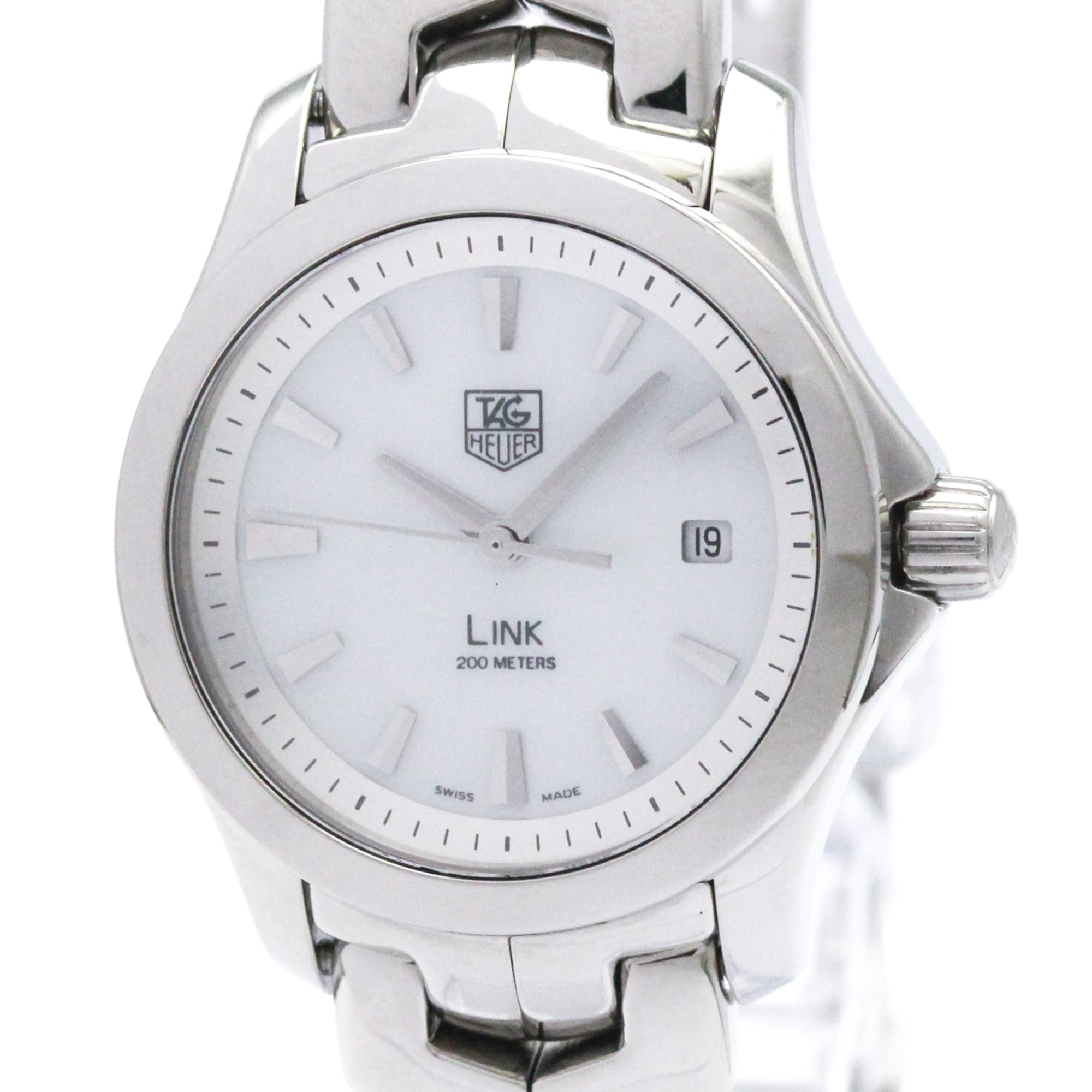 TAG HEUER Link MOP Dial Steel Quartz Ladies Watch Polished