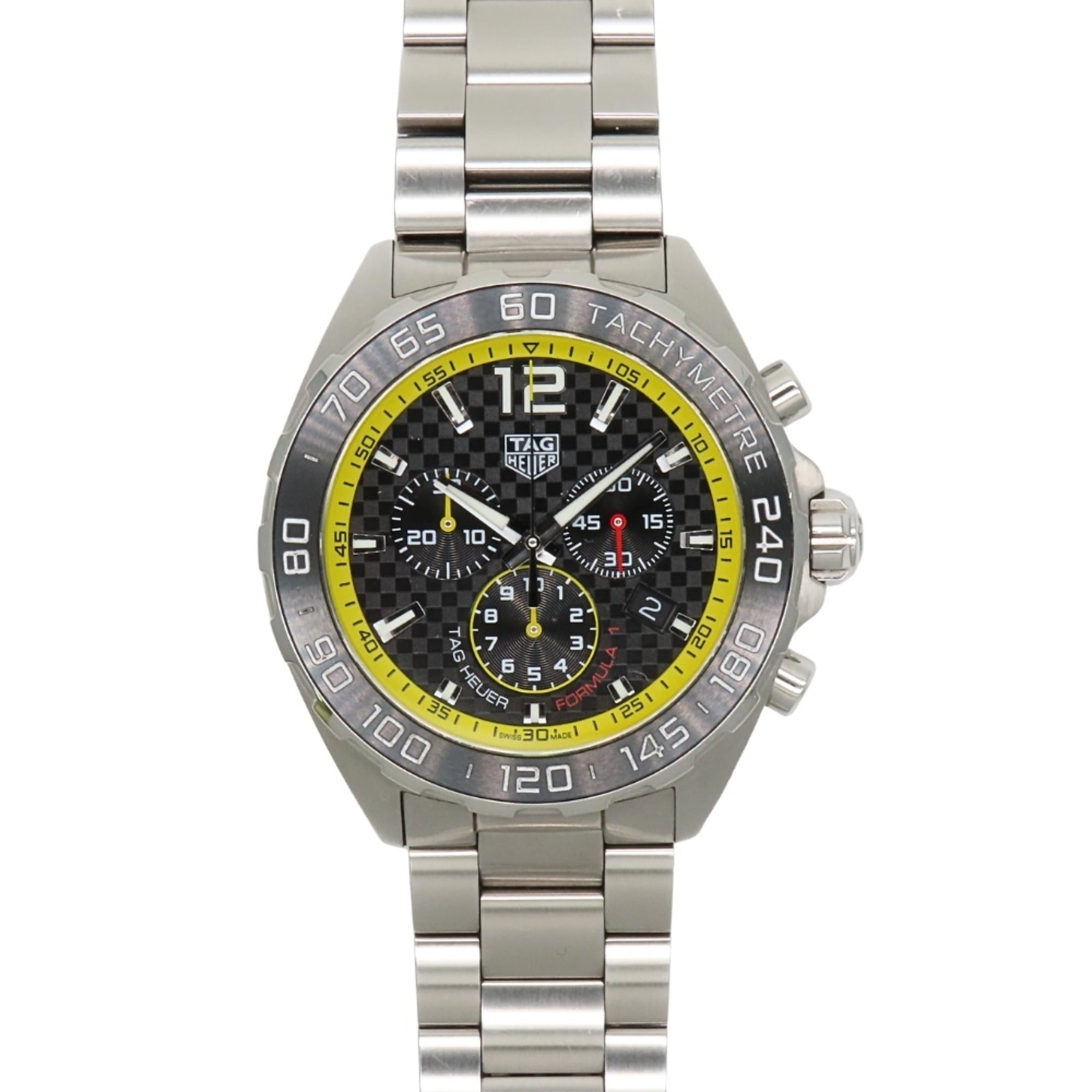 TAG Heuer Formula 1 CAZ101AC.BA0842 Stainless Steel Ceramic Silver Yellow Dial Black Chronograph Men\'s Watch