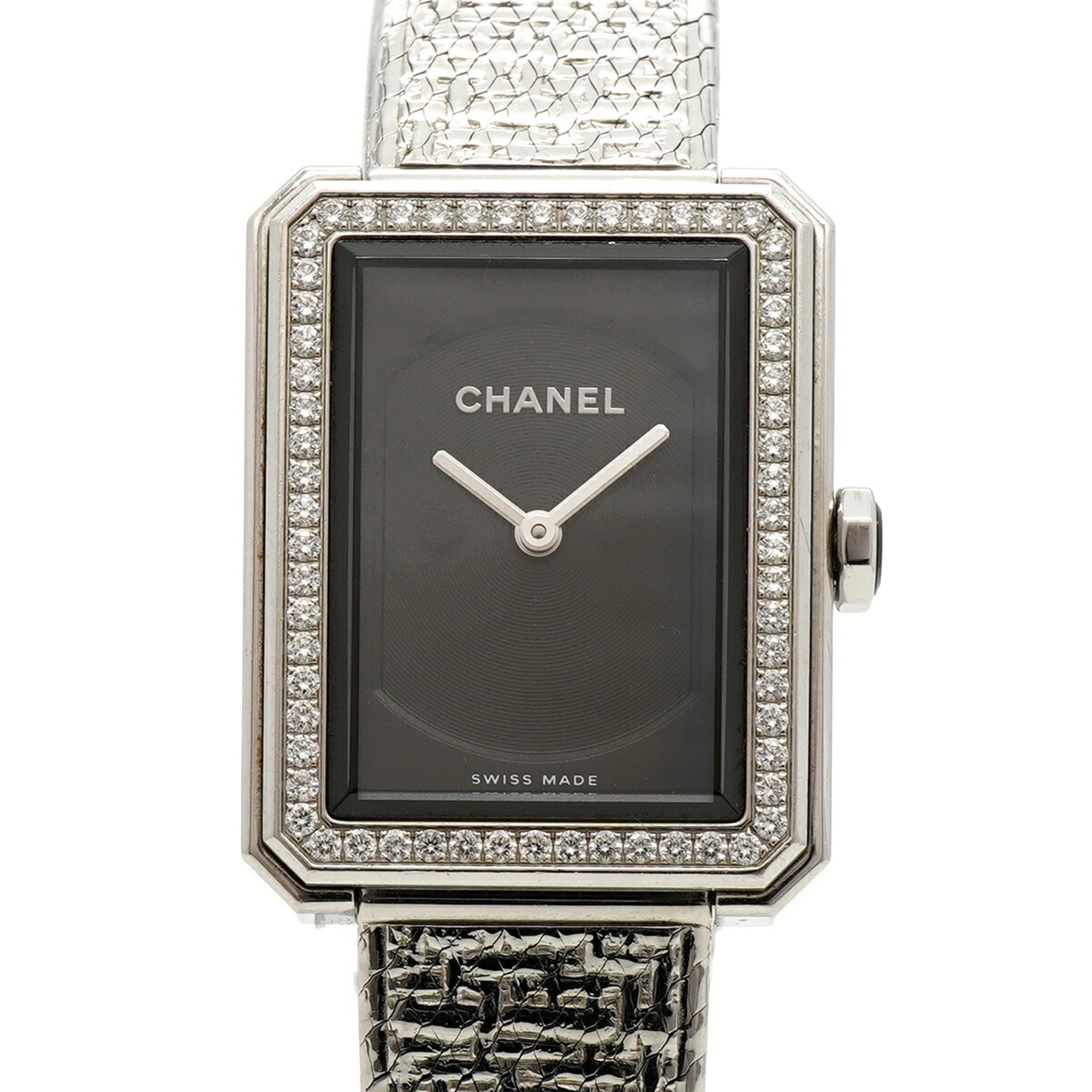 Chanel Boyfriend Tweed Diamond Bezel H4877 Black Dial Women\'s Watch