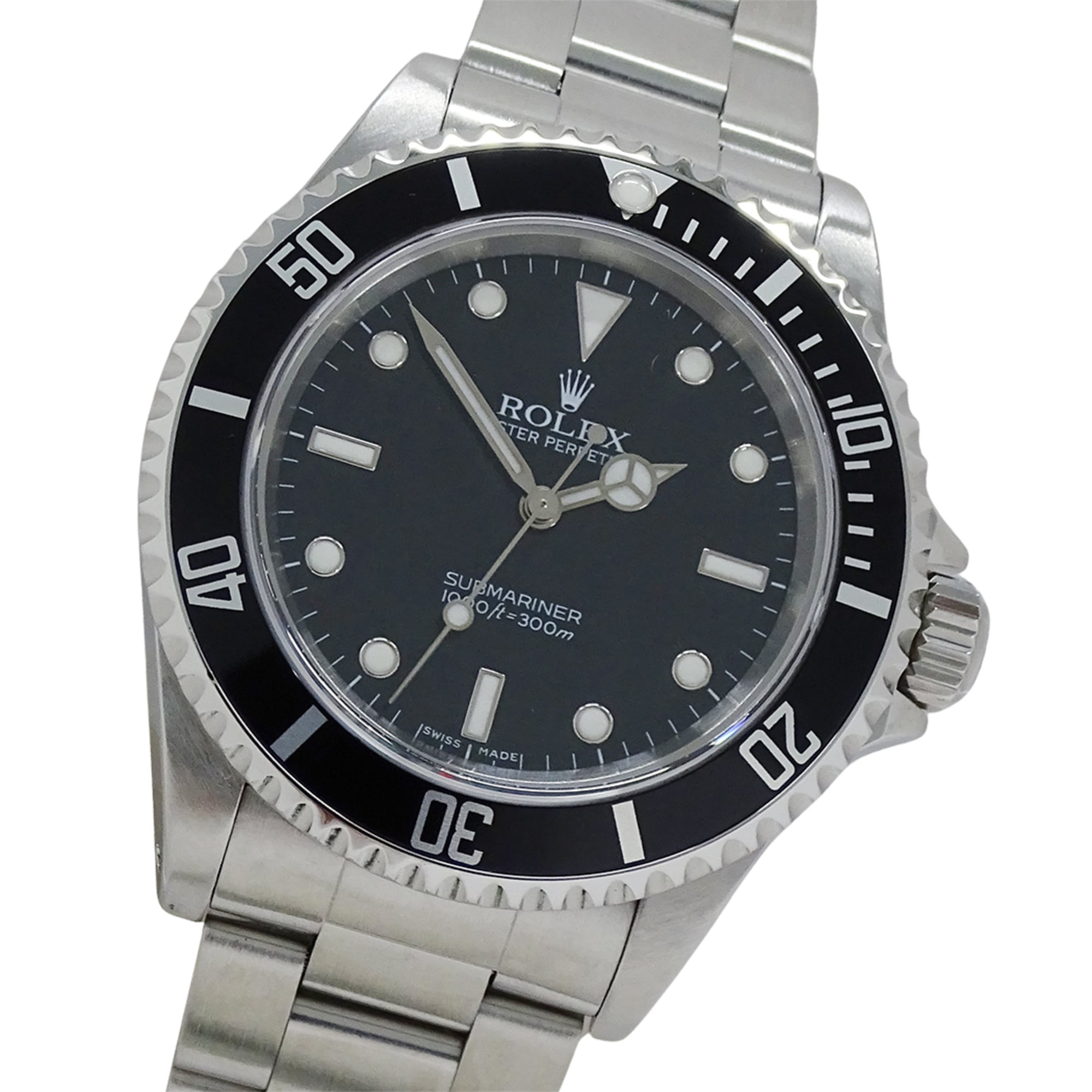 Rolex Submariner No-Date 14060 F-serial Men\'s Watch, Automatic Movement, Stainless Steel (SS), Silver & Black.