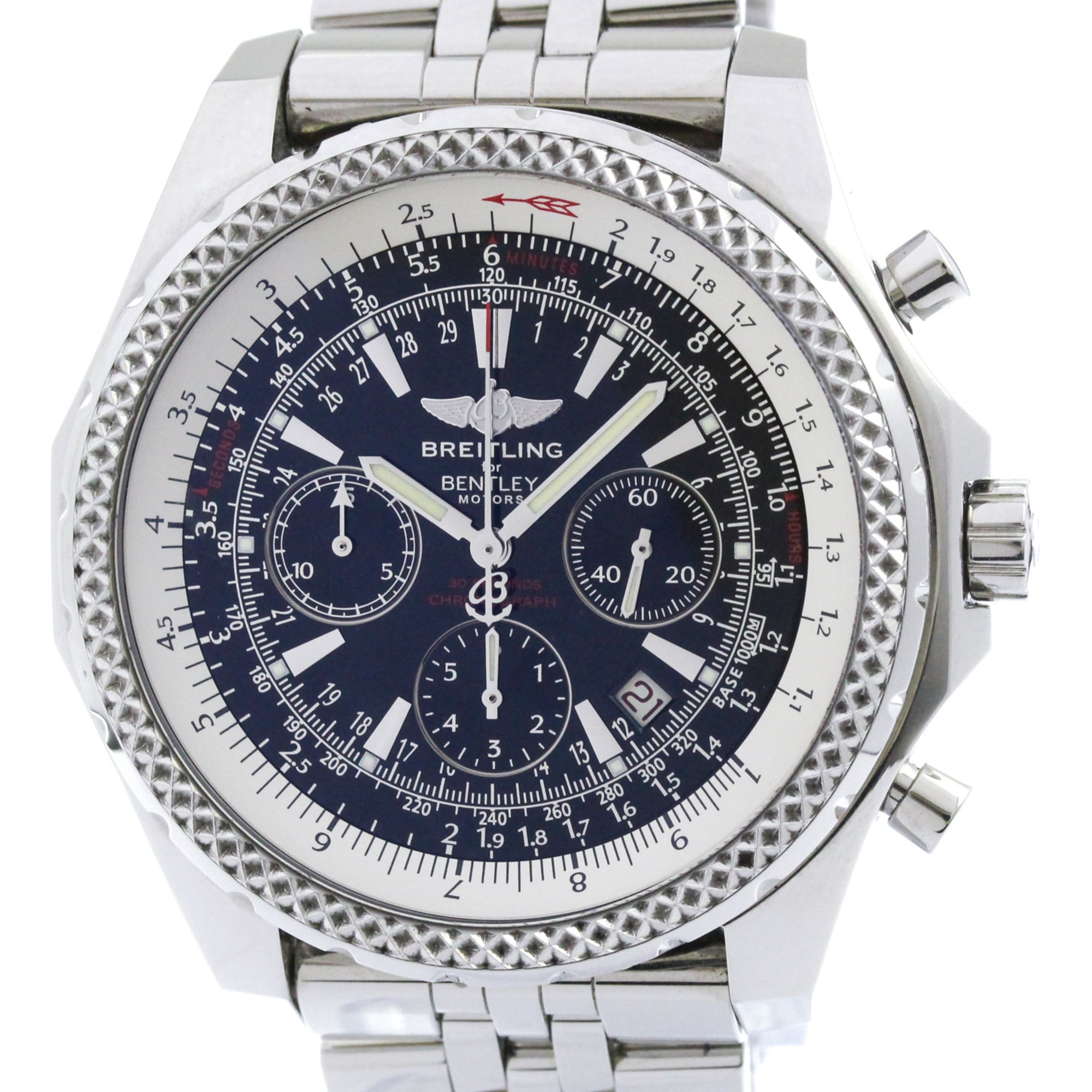 BREITLING Bentley Motors Steel Automatic Mens Watch A25362 Polished