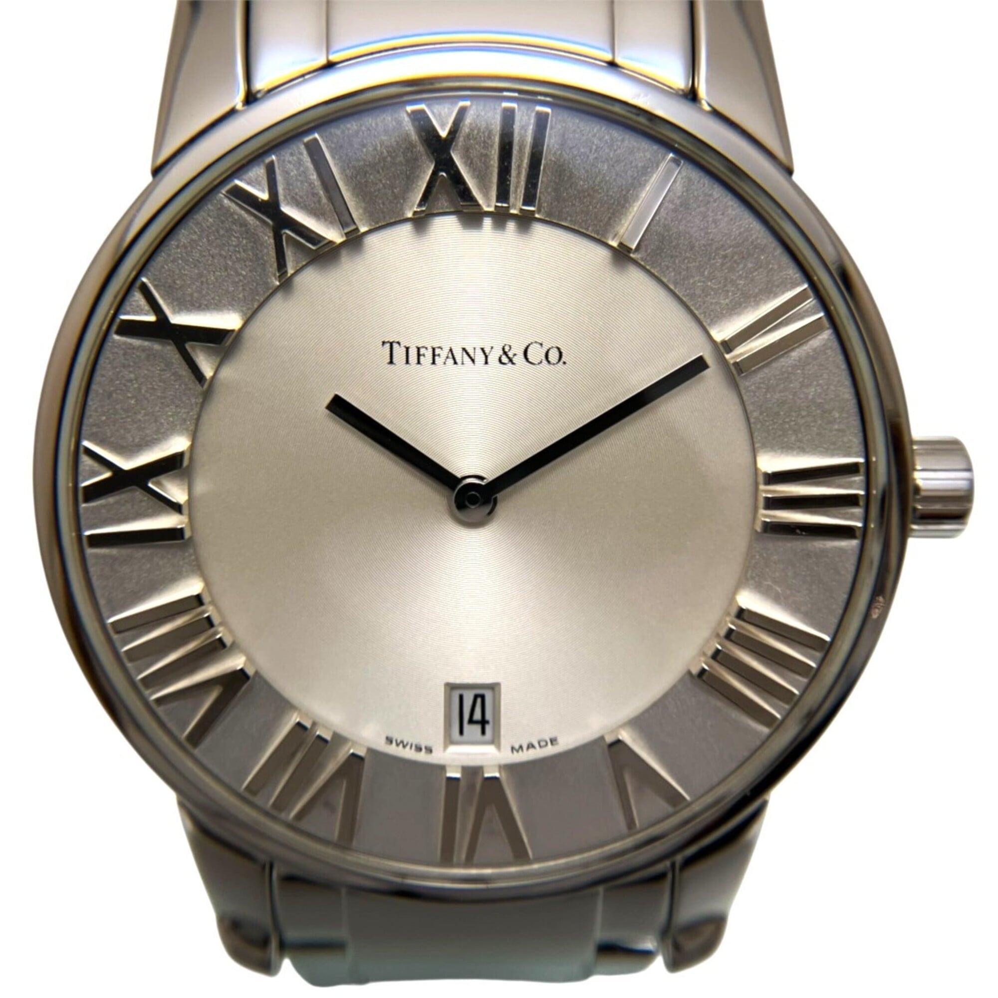 Tiffany & Co. Atlas Dome watch, total weight 114.6g, stainless steel, quartz movement, silver dial, z1800.11.10a21a00a