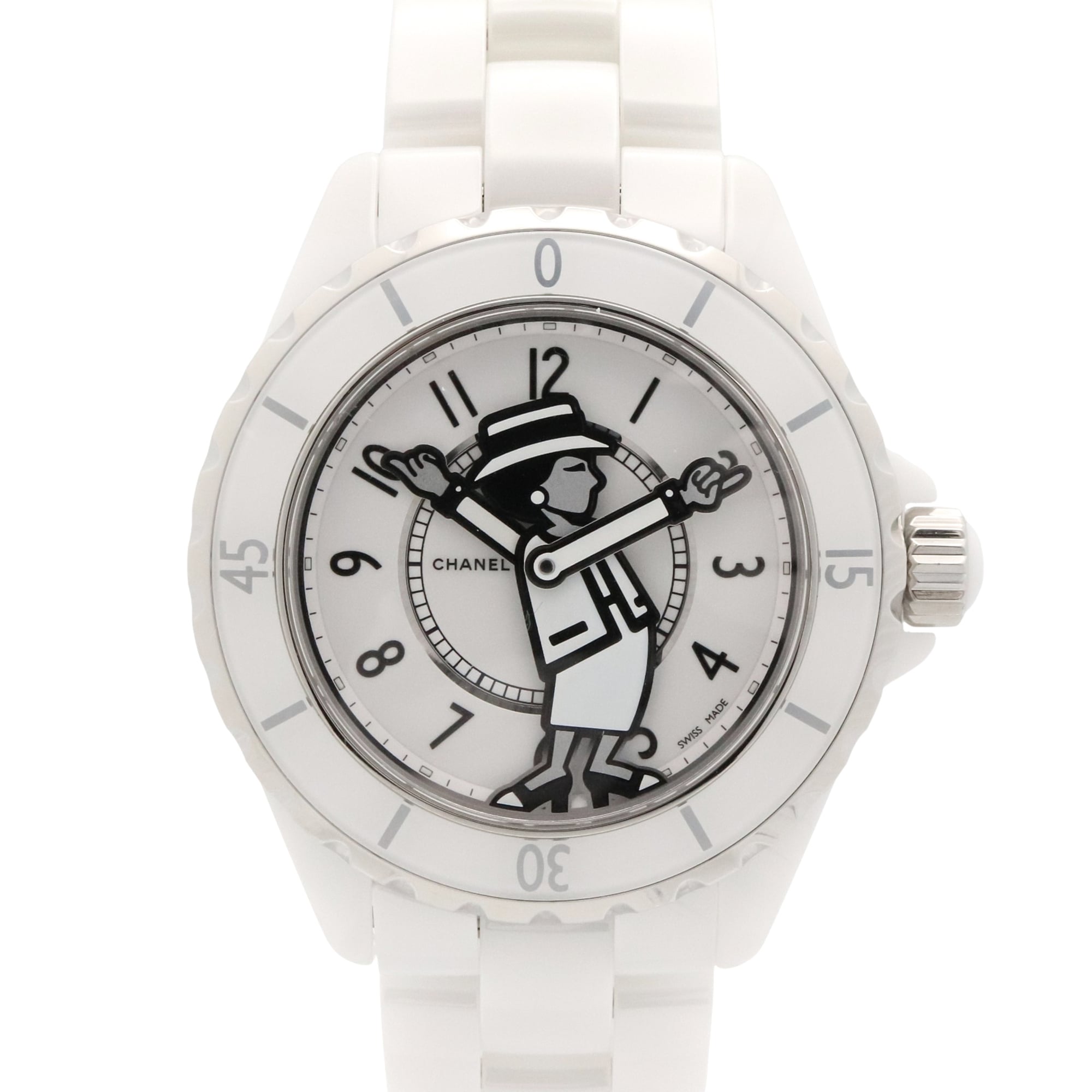 Chanel J12 Mademoiselle Ceramic Watch for Men, White (H5241)