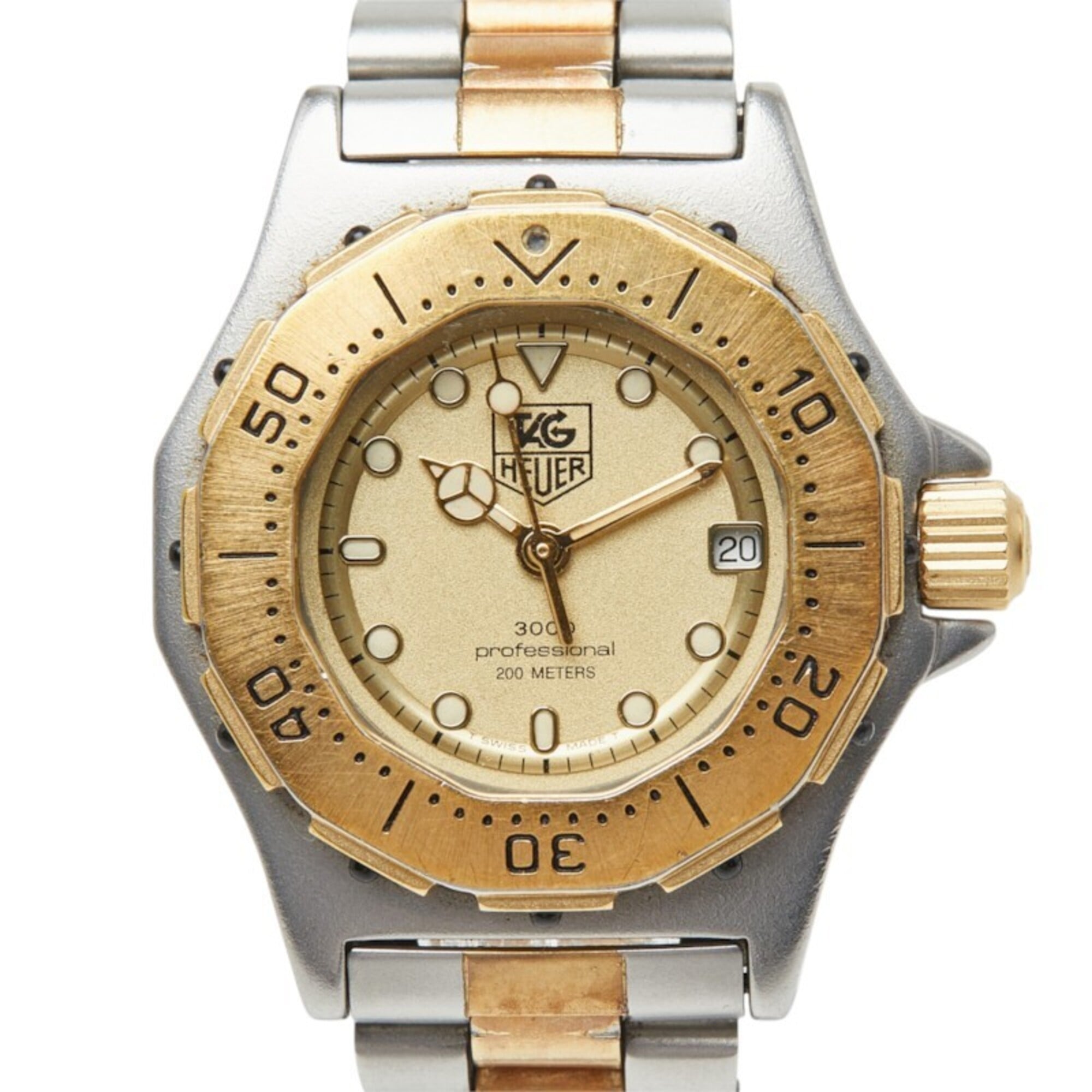 TAG Heuer 3000 Professional Watch 935.408 Quartz Gold Dial Stainless Steel Women\'s