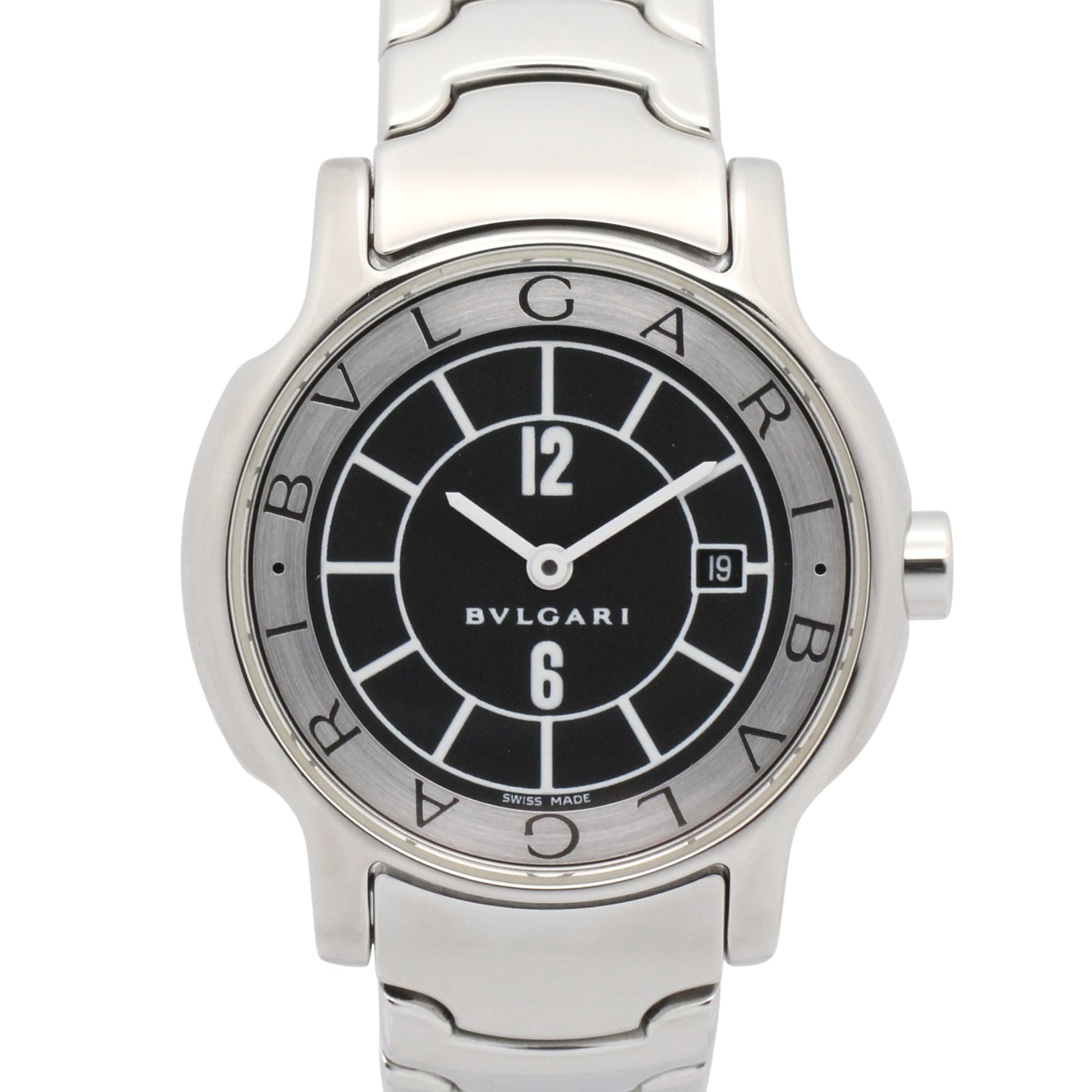 Bulgari BVLGARI Solo Tempo Watch, Stainless Steel, Women\'s, Black, ST29S