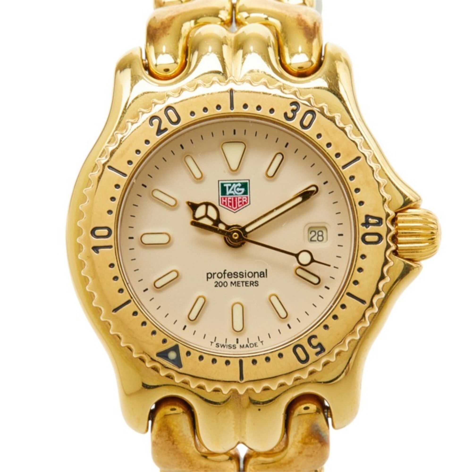 TAG Heuer Professional Cell Watch S94.015 Quartz Beige Dial Stainless Steel Plated Women\'s