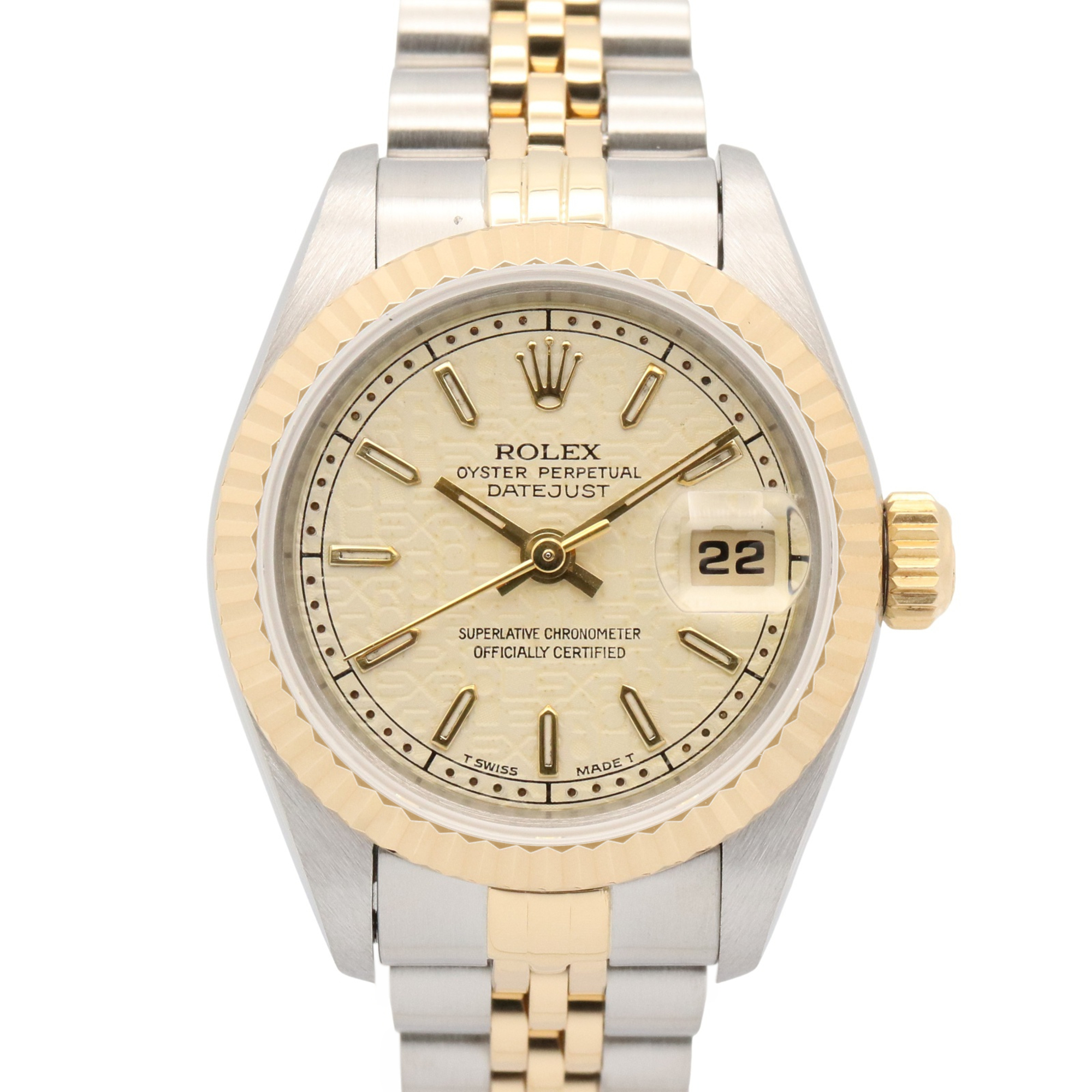 Rolex Datejust W-series watch, 18K (yellow gold) stainless steel, ladies\', ivory color, computer bar marker, 69173.