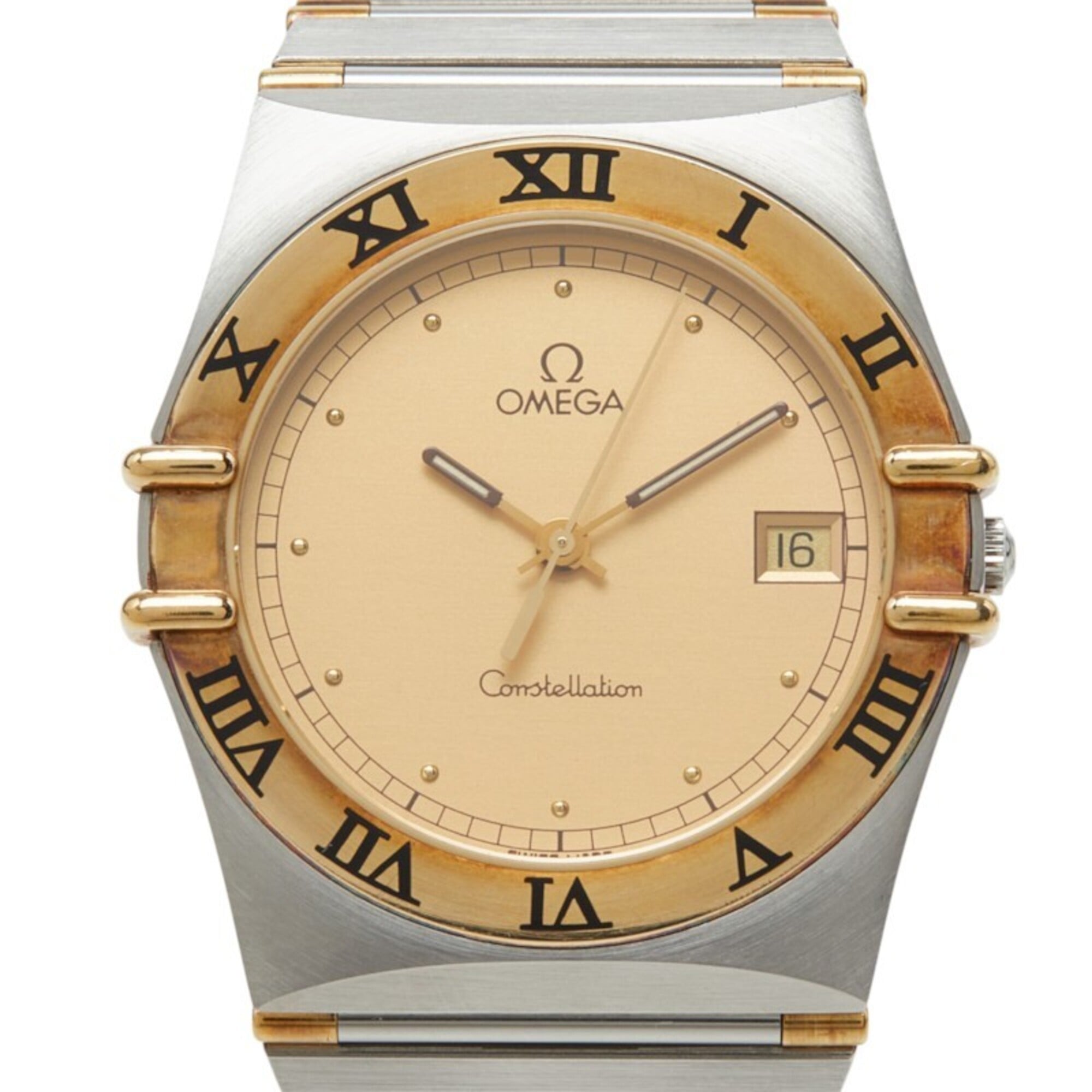 Omega Constellation Watch 1310.10 Quartz Gold Dial Stainless Steel Plated Men\'s OMEGA