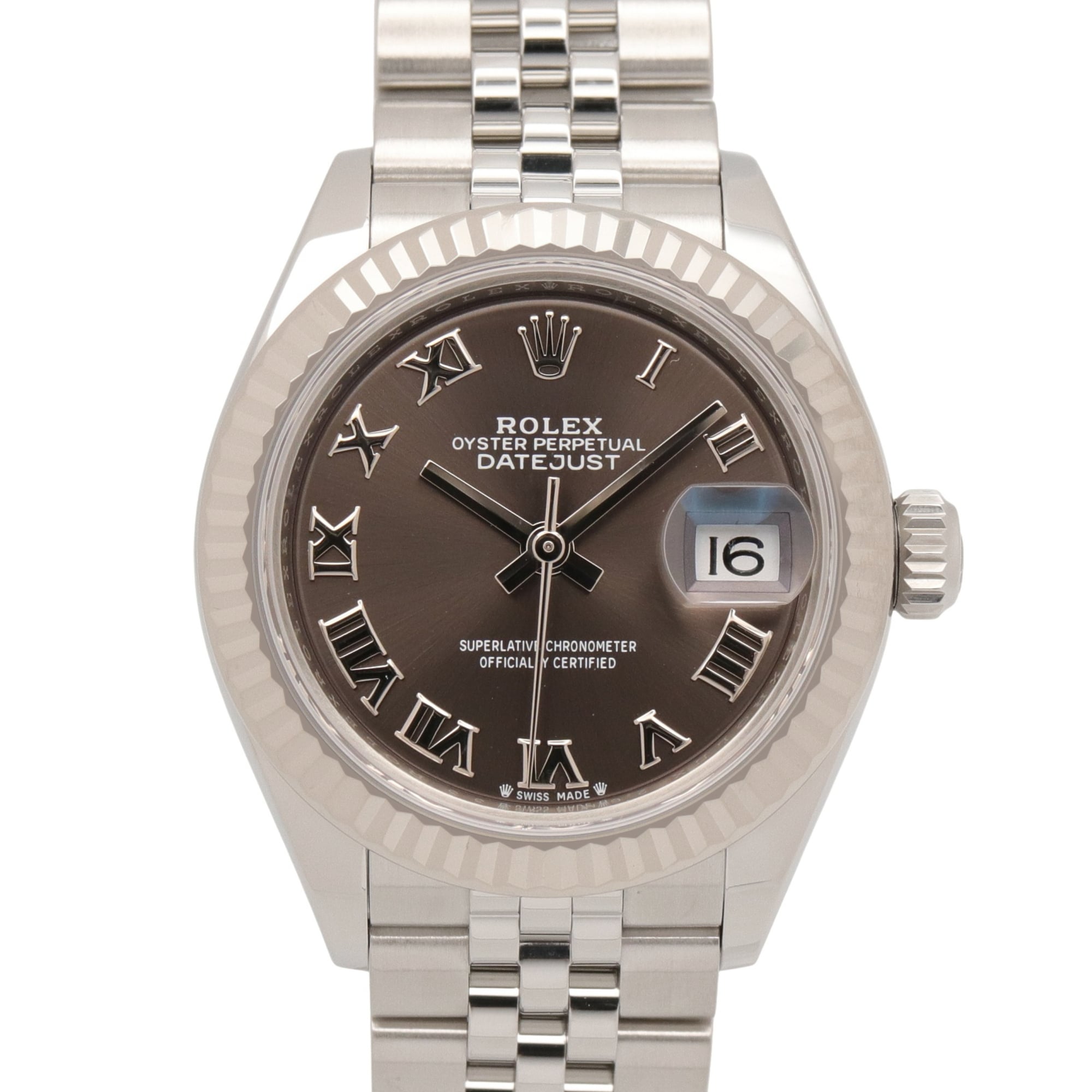 Rolex Lady Datejust 28 Random Serial Number Watch, 18K White Gold (18KWG) Stainless Steel, Ladies\', Gray Tone, Jubilee, Roman Numerals, 279174