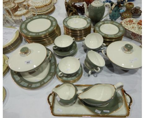 Wedgwood china dinner service for 15 persons "Asia" pattern viz:- 15 each dinner plates, side plates and soup plates, six con