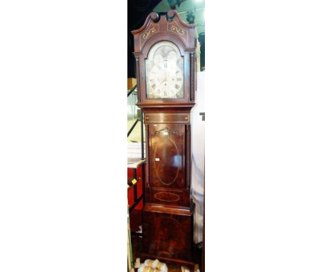 A 19th century mahogany longcase clock by H Kemshead, Manchester, having painted dial, the spandrels painted with the seasons