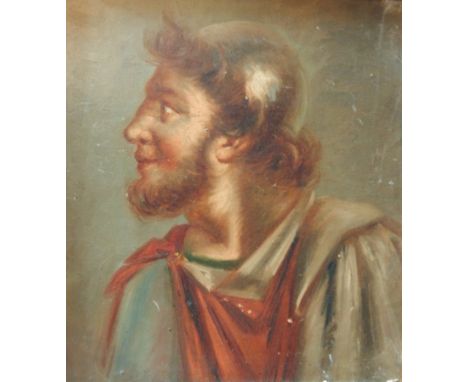 Oil on board 
Head and shoulders portrait of a monk 
Coloured engraving
St Martin Outwich and six other prints 