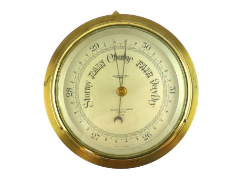 Brass ships bulkhead circular barometer by Negretti & Zambra 