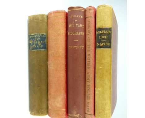 Military history books; History of the British Army, Fortescue volume VI, 1910 and maps volume VIII 1917, essays of military 