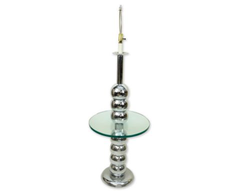 Mid Century Modern George Kovacs Style, Chrome Stacked Ball and Glass Floor Lamp. Typical pitting overall good condition. Mea