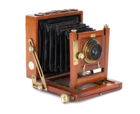 A Taylor Drug Co. Albion Quarter Plate Mahogany Field Camera, 1900-1910, with Ross Zeiss Anastigmat f/16 112mm rotary Waterho