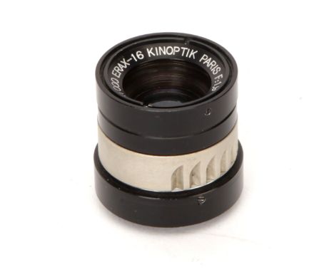 A Kinoptik ERAX-16 f/1.9 32mm Lens, black, serial no. 27000, body, VG, elements, VG, some very light internal haze