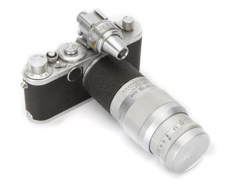 A Leica Ic Camera, chrome, serial no. 459239, with Leitz Hektor f/4.5 135mm lens, chrome, serial no. 1507518, body, VG, shutt