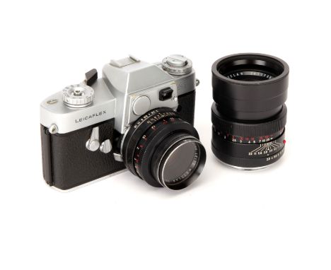 A Leica Leicaflex SLR Camera, chrome, serial no. 1119266, with Leitz Summicron-R f/2 50mm lens, black, serial no. 2079006, bo