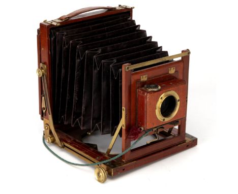 A London & Paris Optical & Clock Co. New Barroness Half Plate Mahogany Field Camera, 1890, with Thornton-Pickard shutter, lac