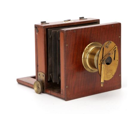 A Swift & Son Simple 4x5" Mahogany Tailboard Camera, 1880, with J. Lancaster & Son f10 brass lens, complete wth J. Lancaster 