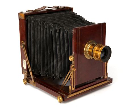 A McKellen Triple Patent Whole Plate Mahogany Field Camera, 1884-1885, with J. H. Dallmeyer Rapid Rectilinear f/8 8Â½x6Â½" le