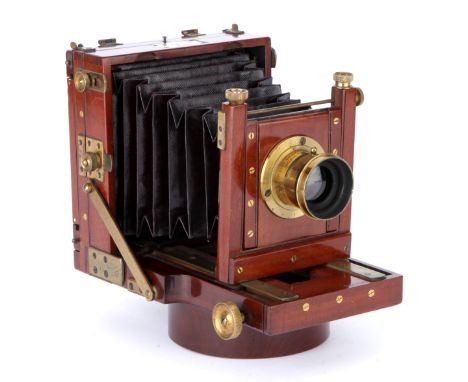 An Impressive Swift & Son 'The Challenge' Quarter Plate Mahogany Field Camera, 1891, with Swift & Son Rapid Paragon 5x4 f/8 l